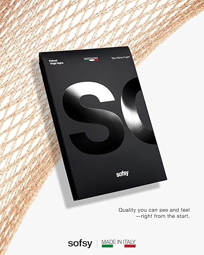 Miniatura 6 de sofsy 10 años de artesanía de calcetería, medias de red hechas en Italia para mujer, encaje de silicona doble suave en la parte superior del muslo