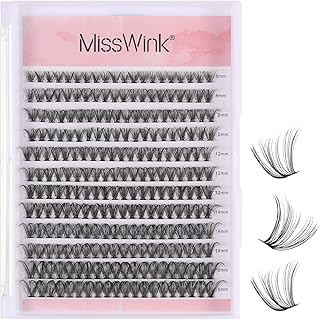 Heyu-Lotus 240 PCS Individual Lashes, 40D Cluster Lashes, D Curl Cluster Eyelash Extensions, 8-16mm Mixed Length Cluster Lashes Natural False Eyelashes DIY Eyelashes Extensions