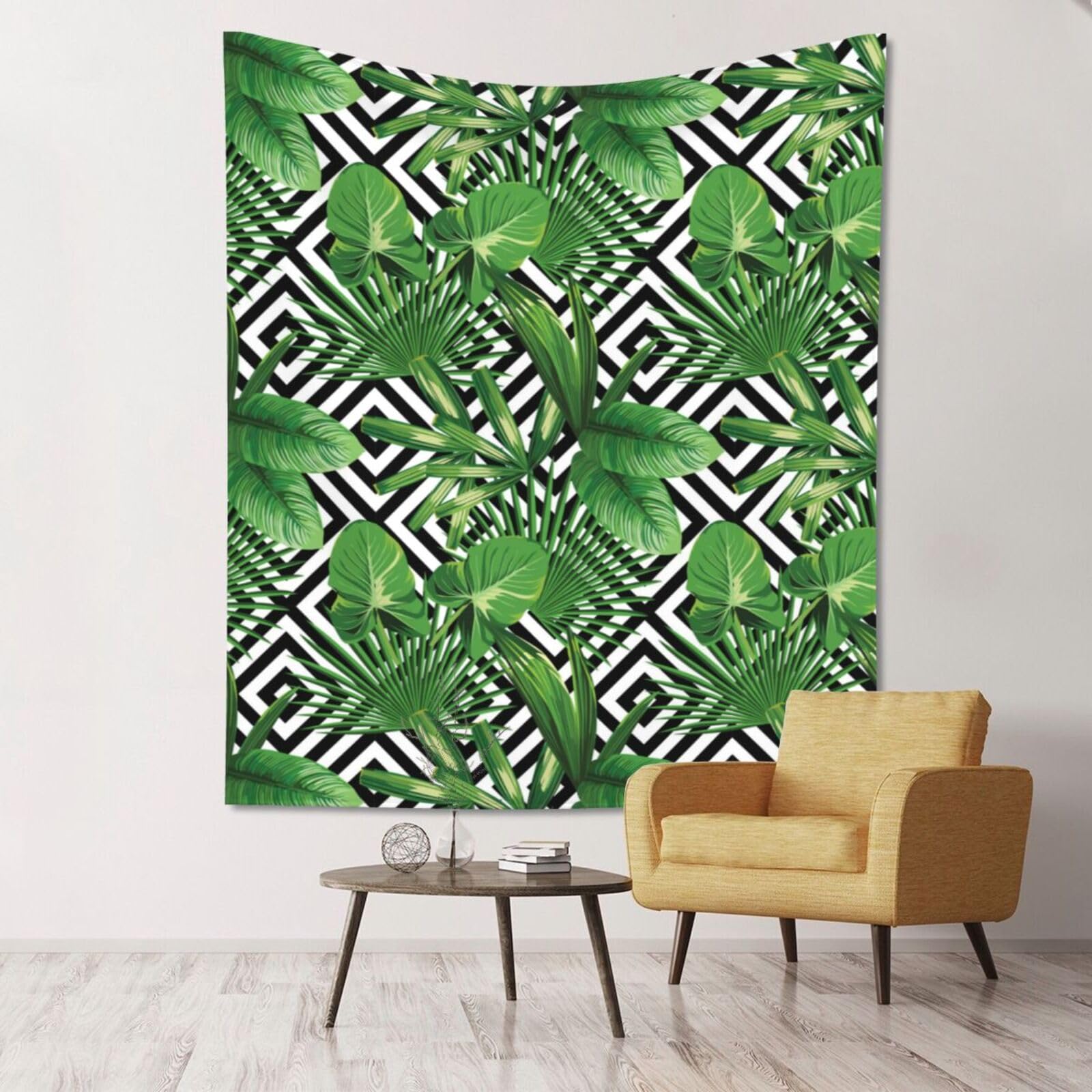 WKSGDSG Large Wall Hanging, Machine Washable Tapestry For Dorm Room, Tropical Leaves, Lightweight Polyester Wall Art For Bedroom Living Room, 152x130cm