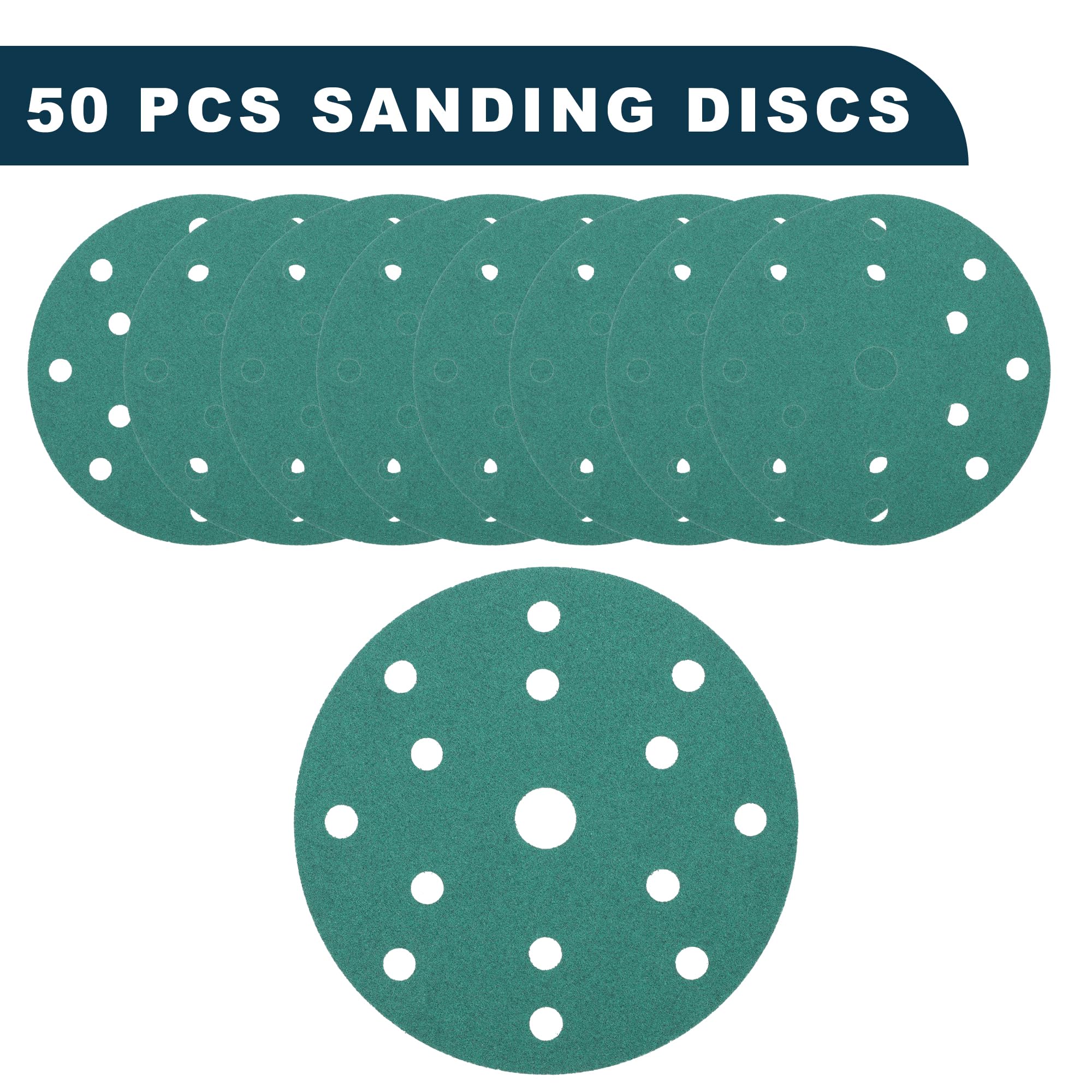 TUCKBOLD Car Sanding Discs 6inch 15 Hole 80 Grit Abrasion Resistance, Green - Image 4