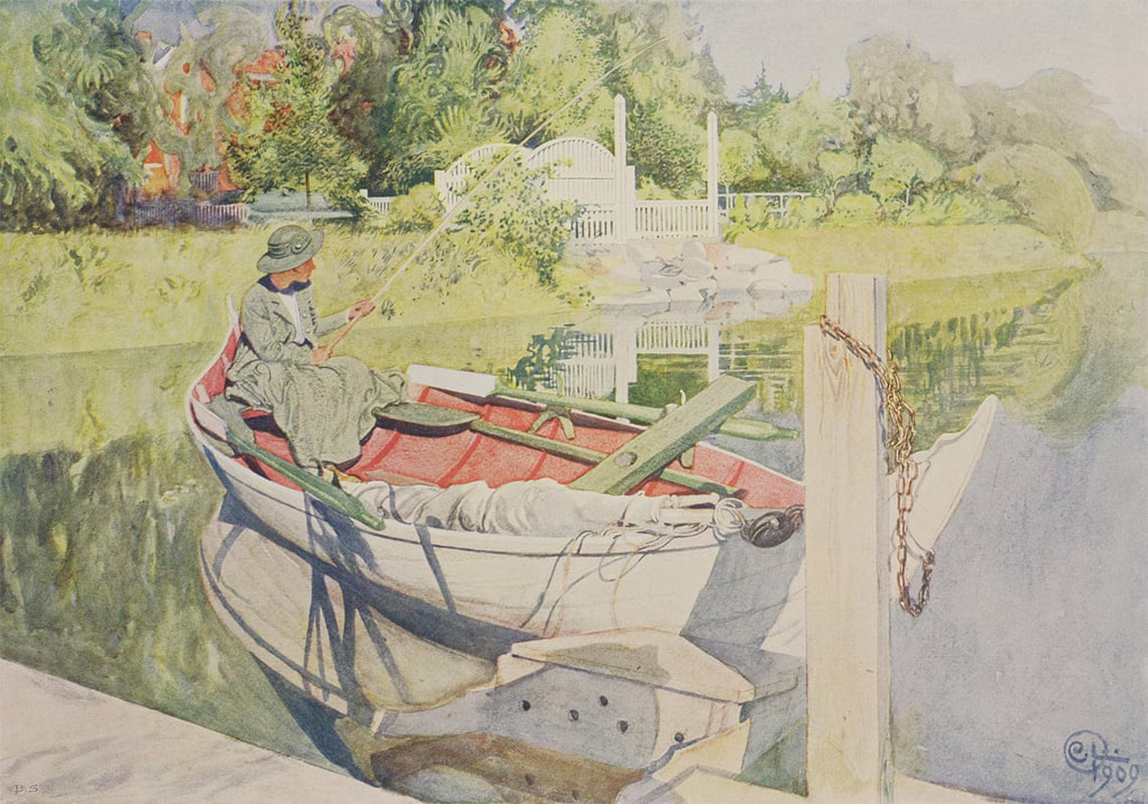 Cuadro de lienzo Carl Larsson Pesca decoración para el hogar 60x90cm 5