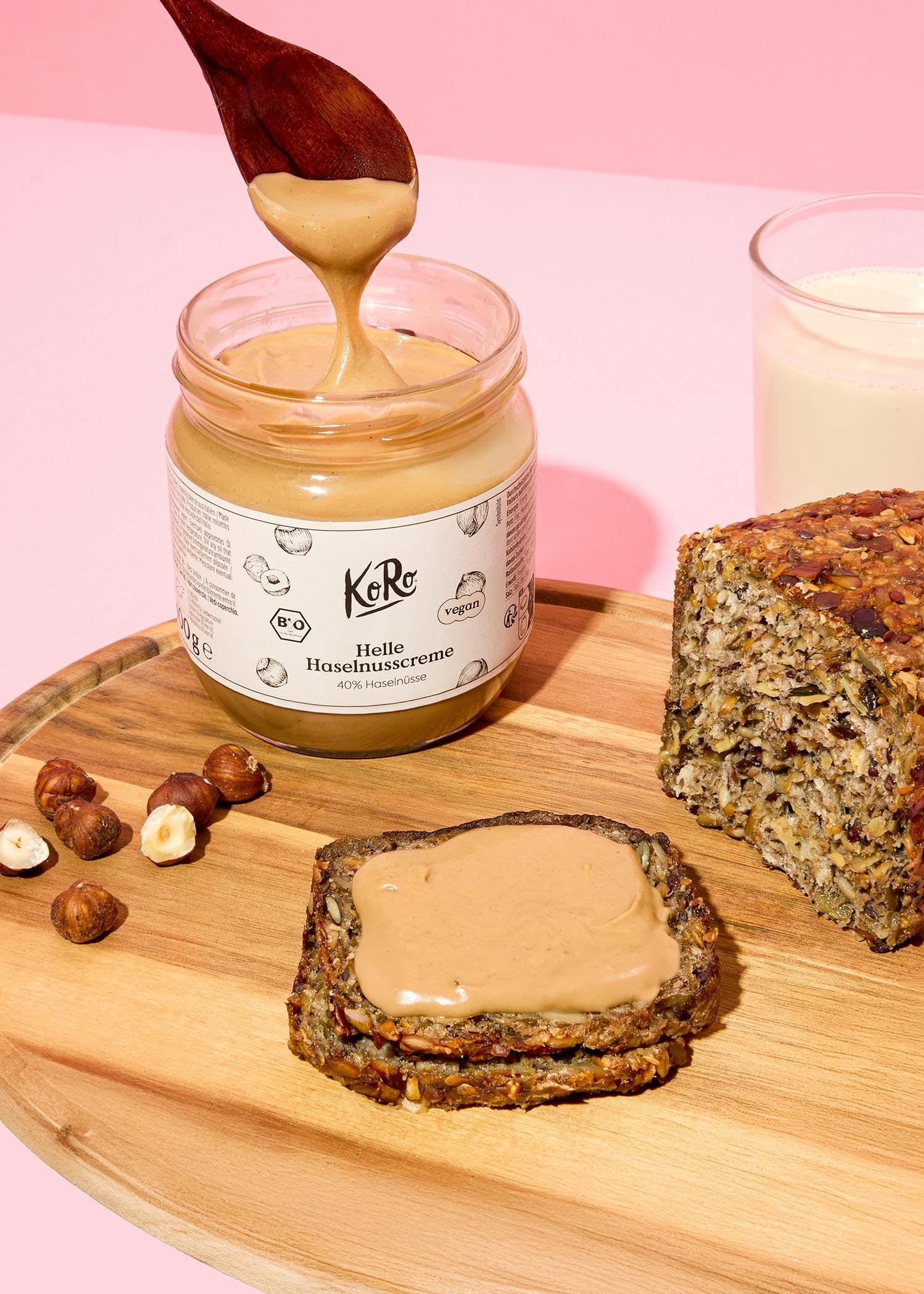 KoRo - Helle Bio Haselnusscreme 6 x 400 g- 40% italienische Haselnüsse - Vegan - Ohne Palmöl