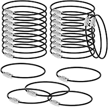 Cobee Draht Schlüsselanhänger, 25 Stück Edelstahl Drahtkabel Schlüsselring groß Nylon beschichteter Kabel Heavy Duty Gepäckanhänger Schleifen Schildhalter 2mm Twist Barrel 15cm/5.9" lang,Schwarz
