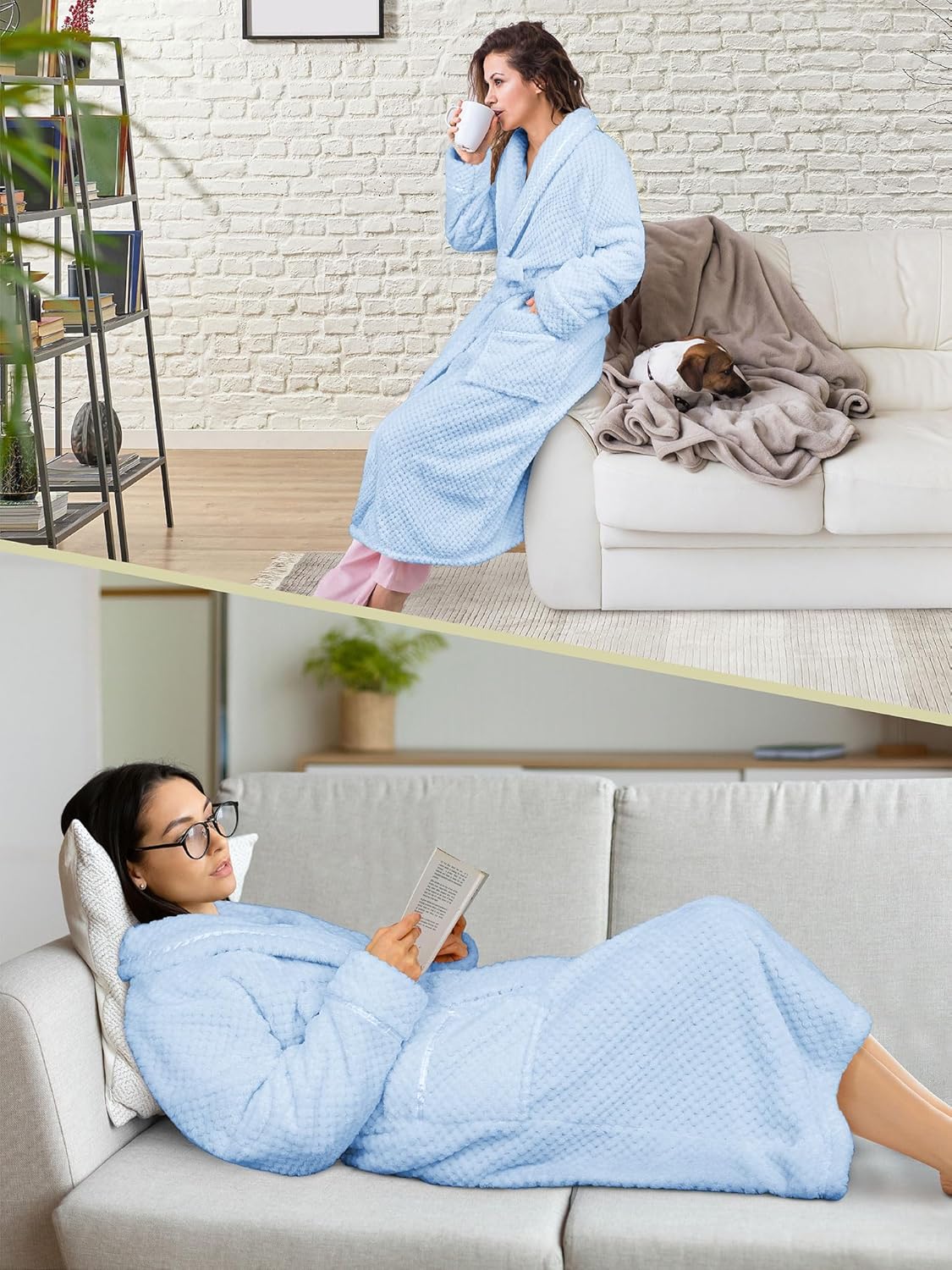 PAVILIA Women Plush Fleece Robe, Soft Textured Bathrobe, Lady Cozy Spa Long Robe - Image 5