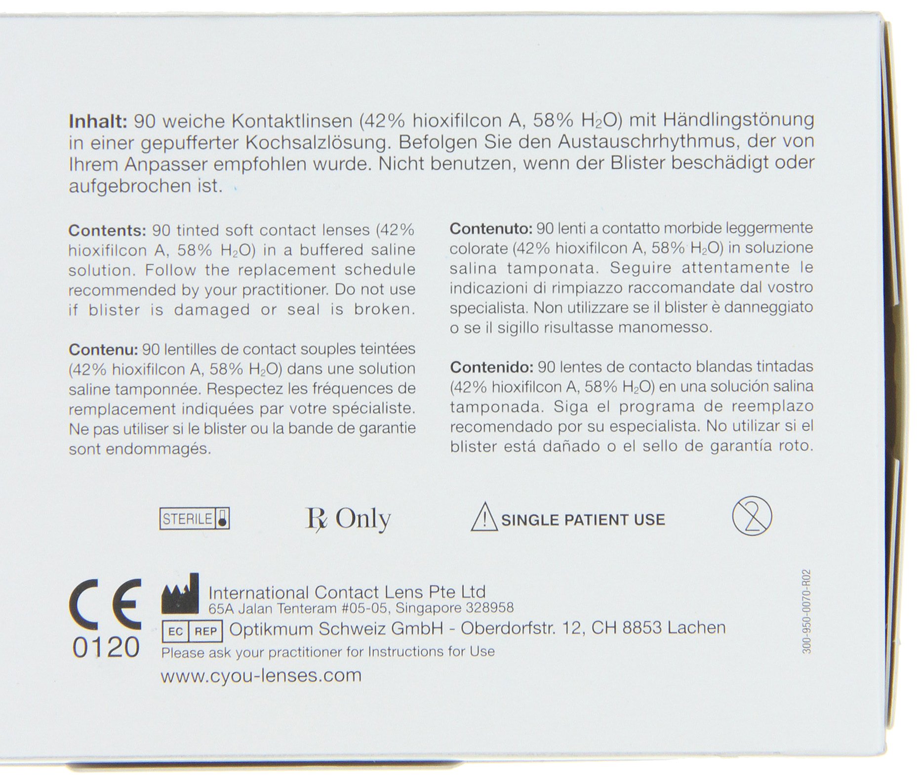 Cyou Daily Lenses Tageslinsen weich, 90 Stück / BC 8.7 mm / DIA 14.2 / -5,75 Dioptrien