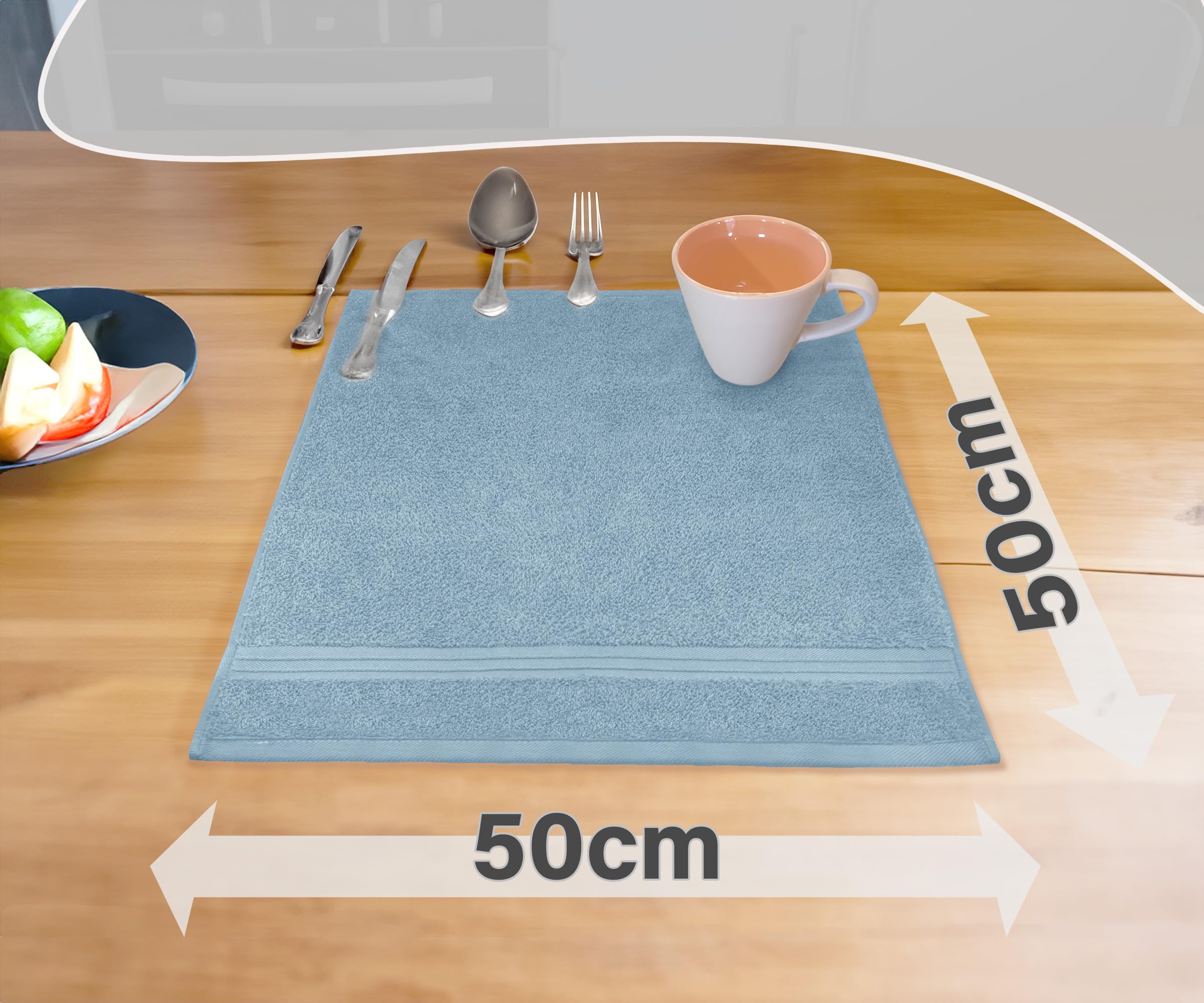 Lashuma Paños Cocina Modernos, Trapos Cocina 50x50 cm Linz, 4 Toallas de Mano Azul Paloma