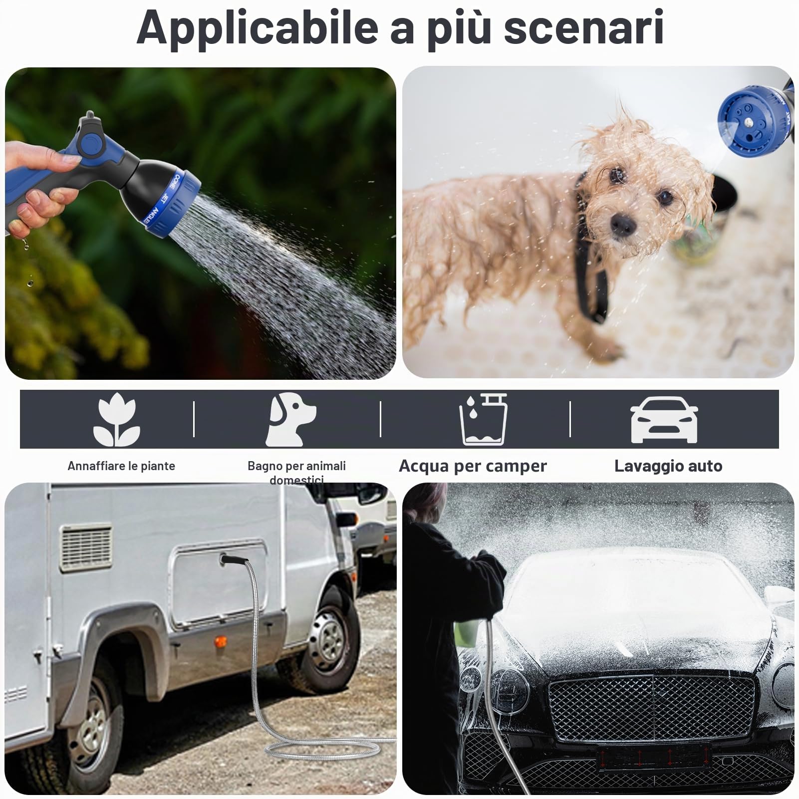 SPECILITE Tubo da giardino in acciaio inox 304, resistente, con ugelli, per cortile, esterno, flessibile, non si attorciglia e non si attorciglia, resistente alle forature, 22,9 m