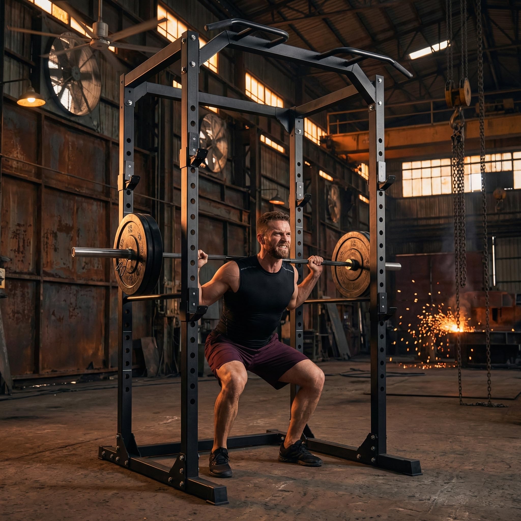 Dione - Squat Rack - 60 x 60mm Stahlkonstruktion - Fitness Power Rack Cage - Klimmzugstange - Belastbar bis 250KG!
