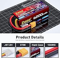 Vista 3 de Zeee 4S Lipo Batería 6200mAh 14.8V 120C con conector XT90 Estuche rígido Batería RC para coche, camión, tanque RC Buggy Truggy RC modelos