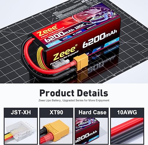 Miniatura 3 de Zeee 4S Lipo Batería 6200mAh 14.8V 120C con conector XT90 Estuche rígido Batería RC para coche, camión, tanque RC Buggy Truggy RC modelos