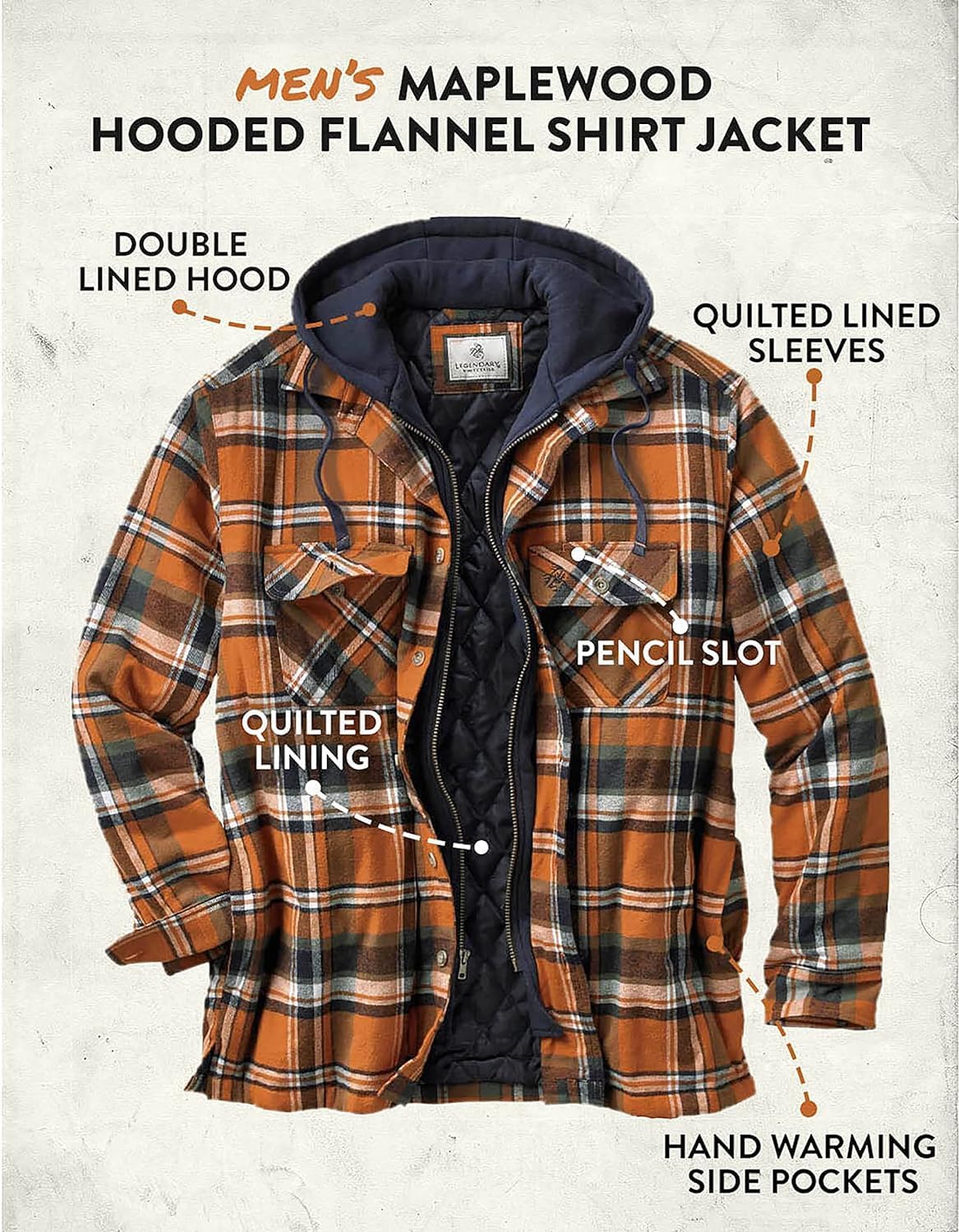 Legendary Whitetails mens Maplewood Hooded Shirt Jacket - Image 5