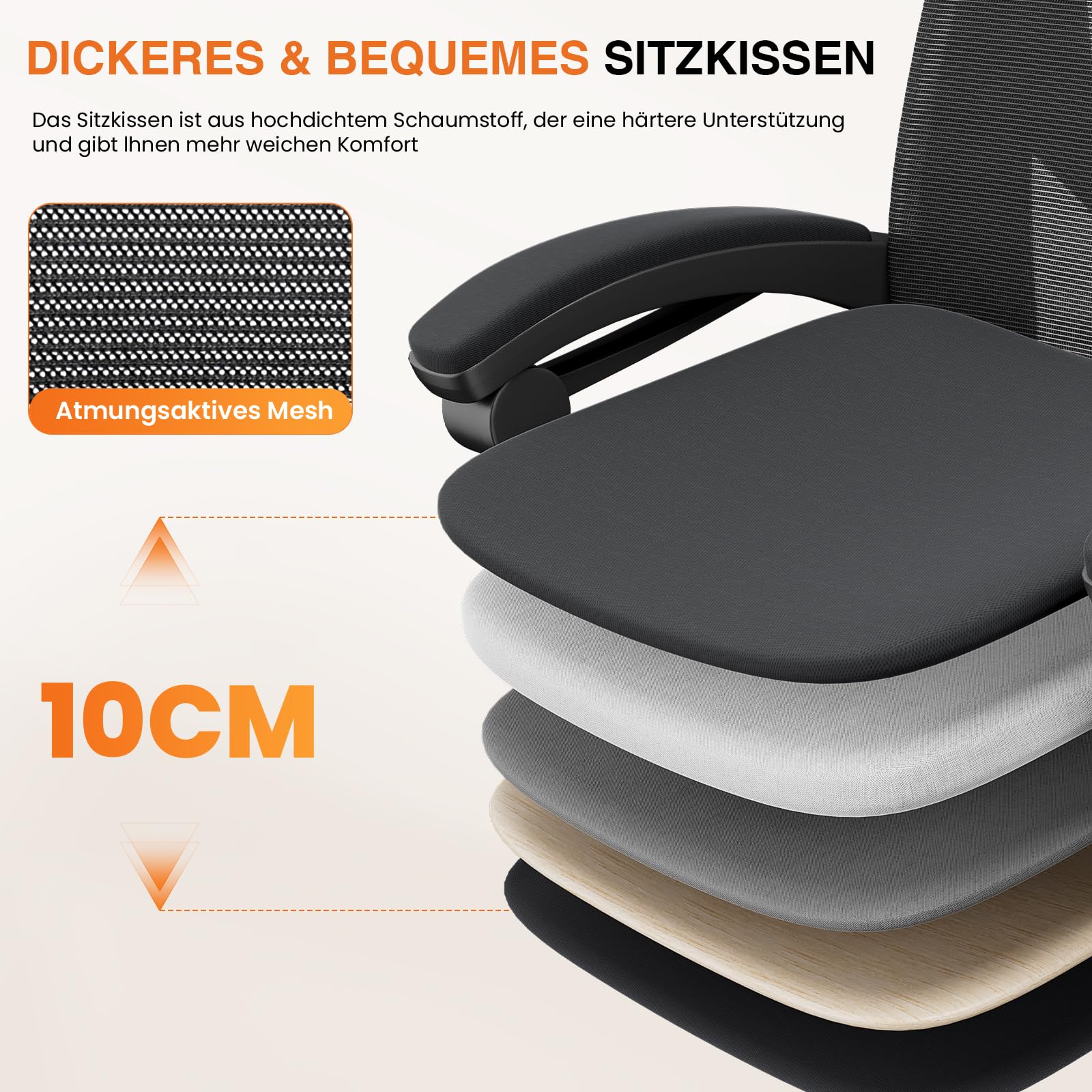 Sweetcrispy Büro-Computer-Schreibtisch Stuhl Gaming per Adulti, High Back Mesh Rolling Reclining Sedie con Ruote, Supporto Lombare, Braccia comode, Metallo, Nero, Standard