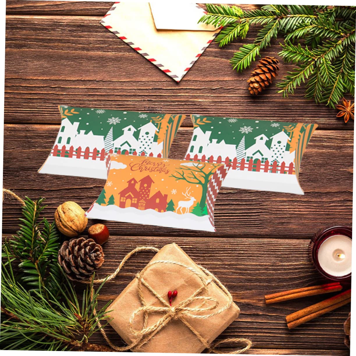 50pezzi Scatole Regalo Di Natale Scatole Di Caramelle Natalizie Di Carta Articoli Per Feste Porta Caramelle Regalo Creative