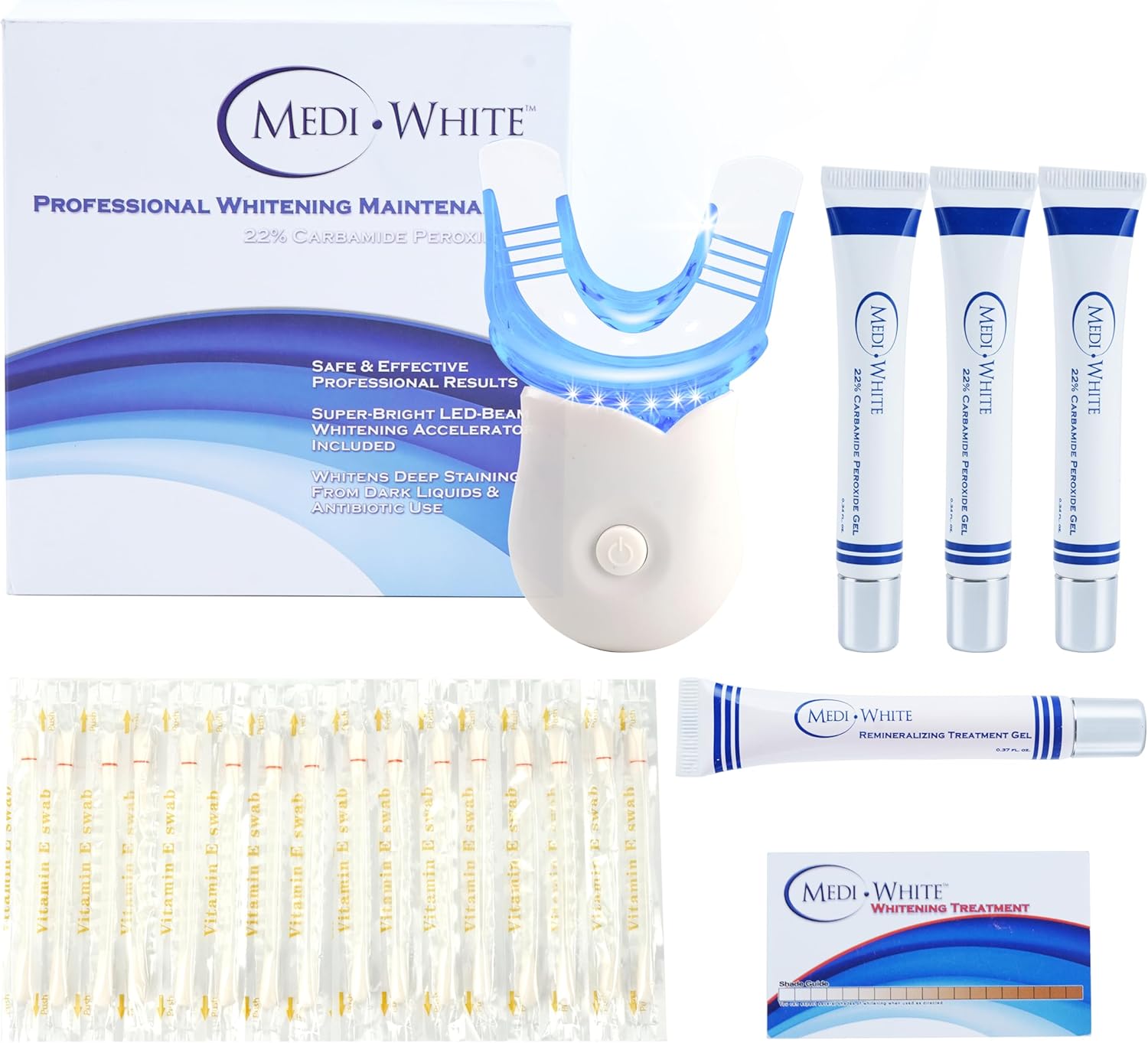 Express Teeth Whitening Kit, Teeth Whitening Tray with 3x3ml Hydrogen Peroxide - Carbamide Peroxide Teeth Whitening Gel, Helps to Remove Stains from Coffee, Smoking, Wines, Soda, Food