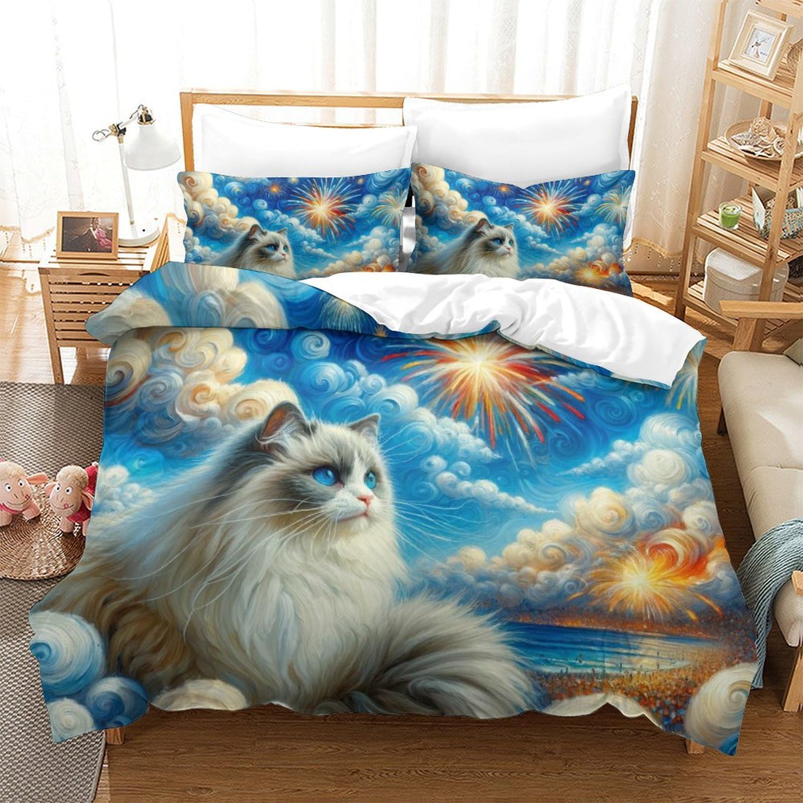 Housse de couette chat 3D parure de lit enfants et ados pour une chambre cocooning et ludique