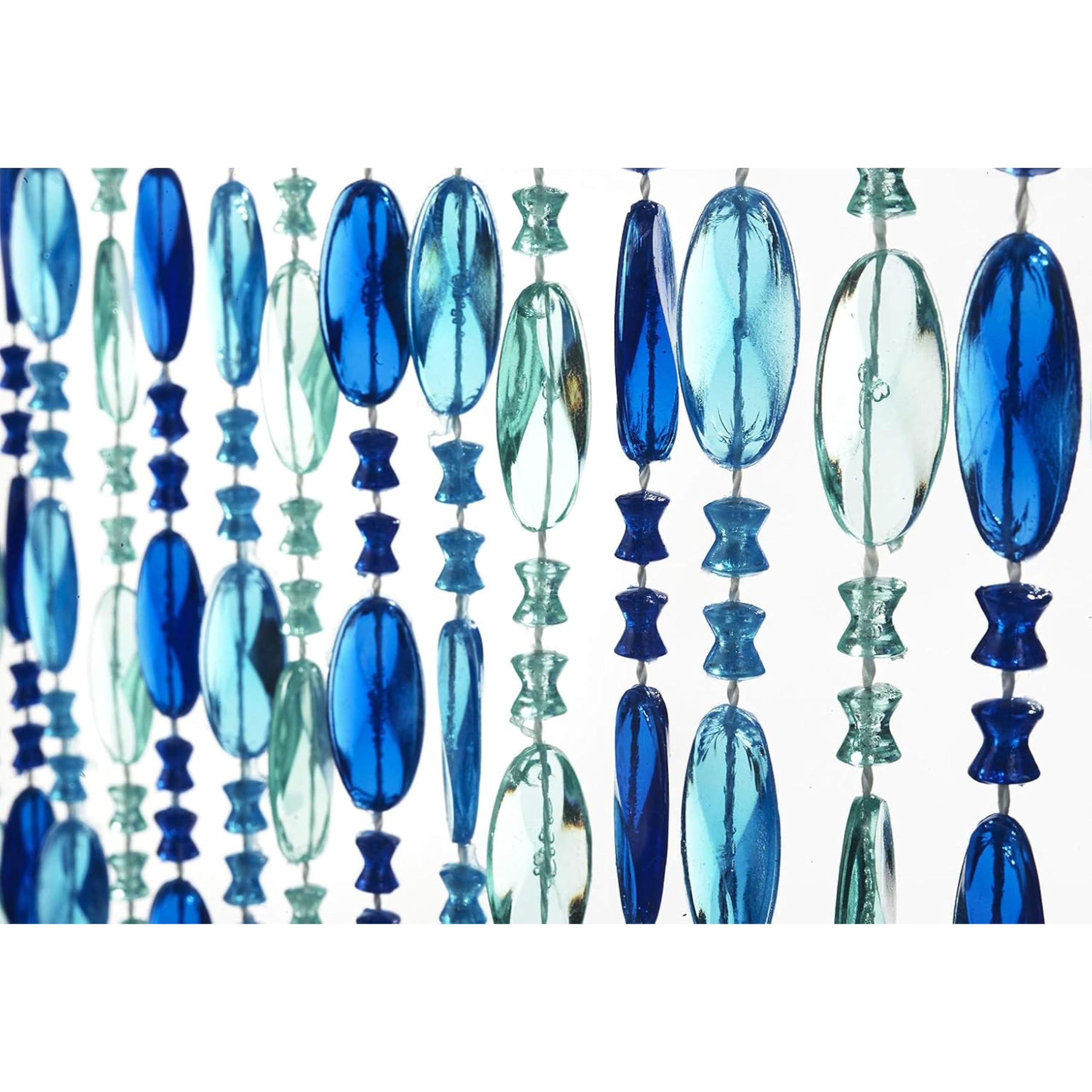 Kobolo Perlenvorhang Ocean 90x200cm blau, Türvorhang mit 72 Strängen je 0,9cm, dekorativer Fadenvorhang als Insektenschutz & Raumteiler, lichtdurchlässiger Vorhang für Balkon- & Terrassentür