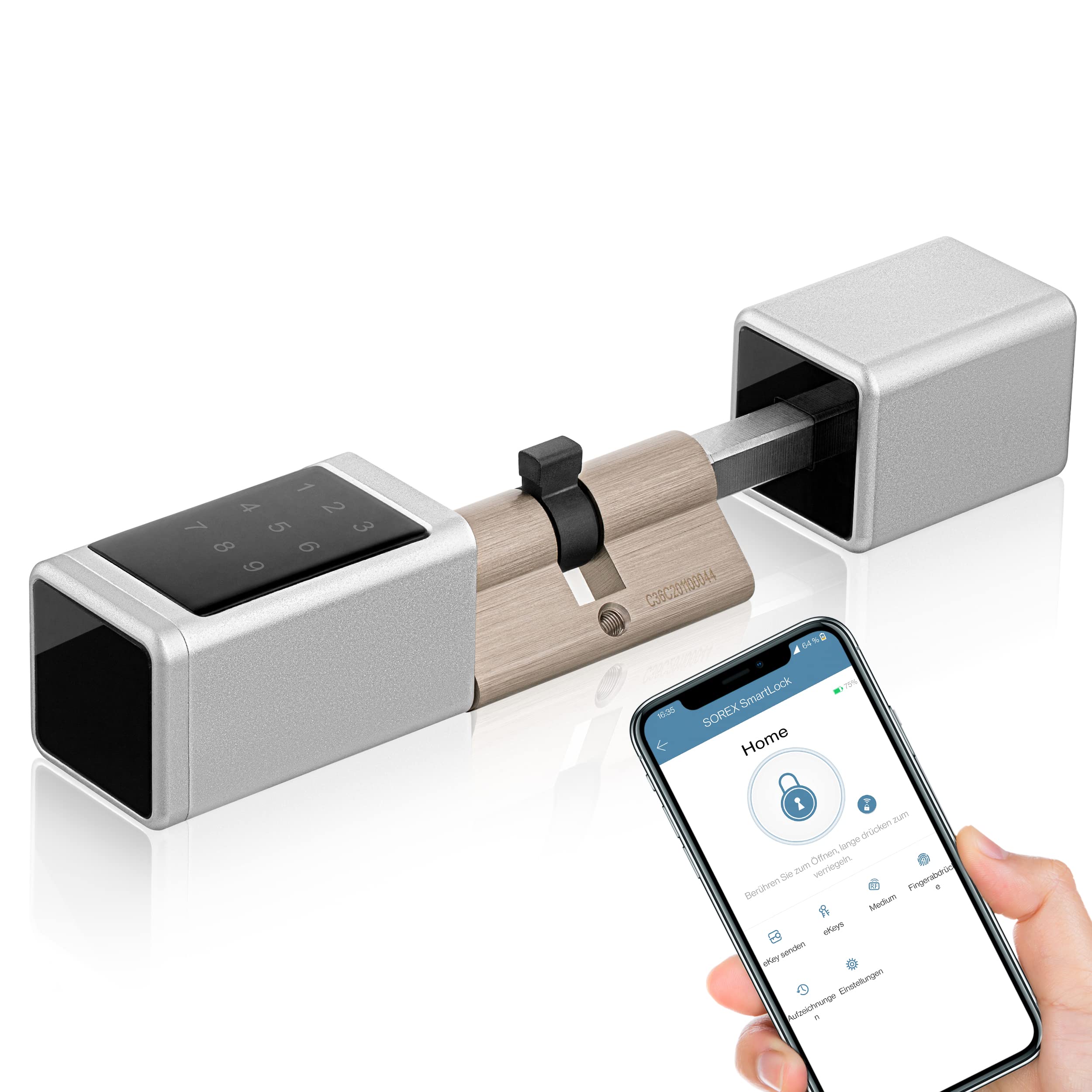 Sorex Smart WiFi Electronic Cylinder Door Lock - Opening by Code, Chip & Smartphone, Electronic for Front Door and Smart Home Products