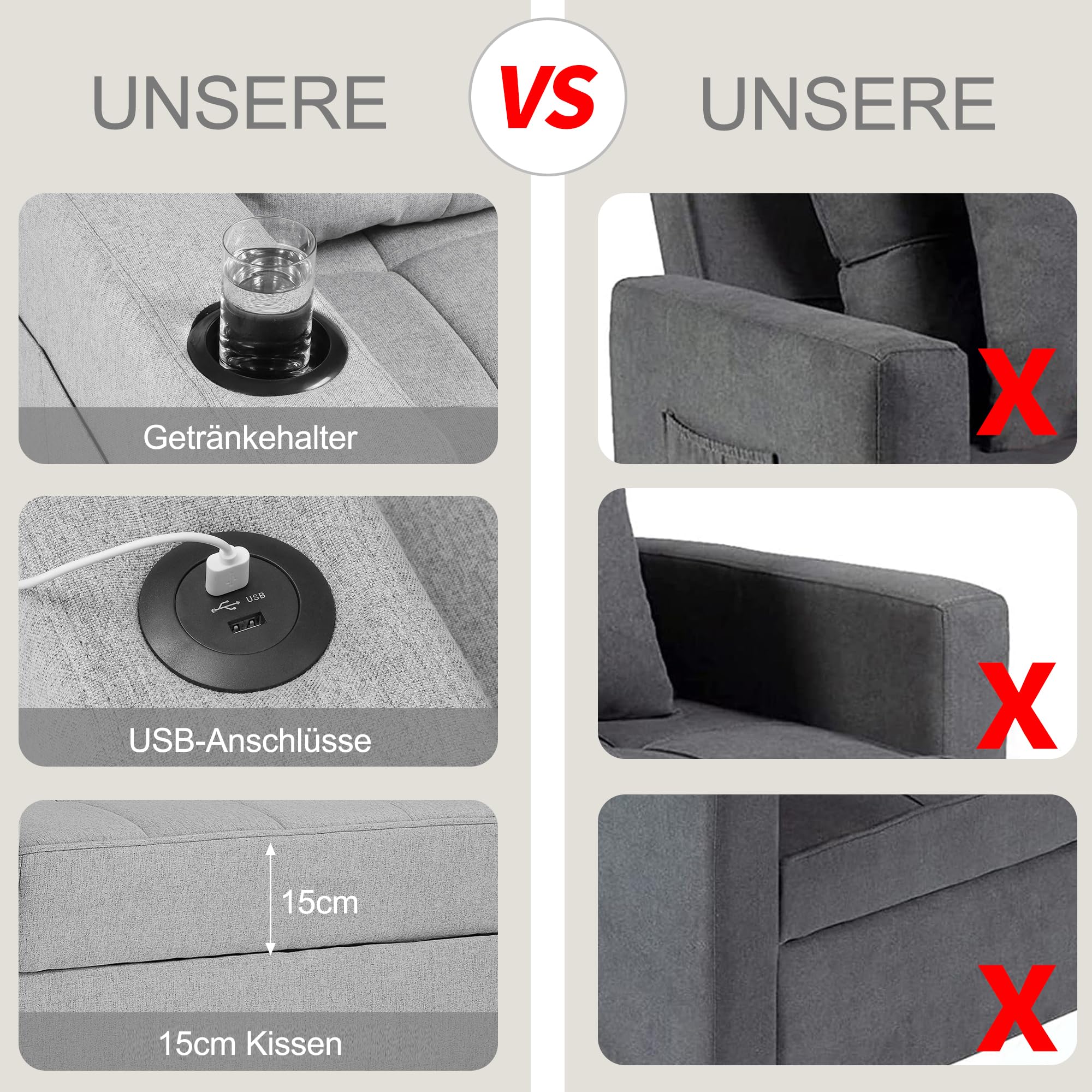 DURASPACE 3-in-1 Schlafsessel Schlafsofa,Verstellbares Schlafsofa