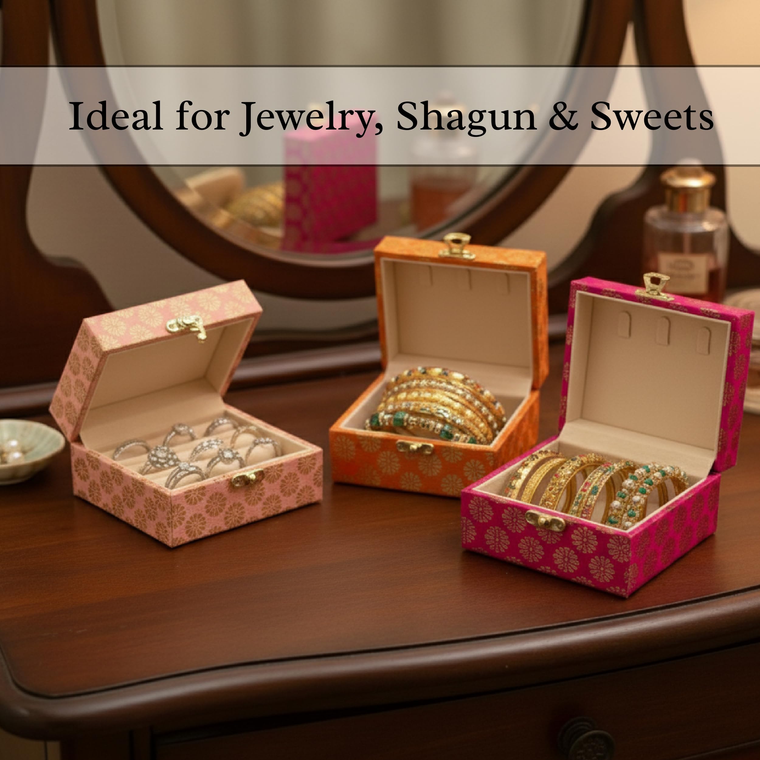 Handicrafts Shagun Box – ozdobne pudełko prezentowe premium na wesela, rocznice, gotówkę, biżuterię, karty podarunkowe i specjalne okazje, tradycyjny i elegancki design (10)