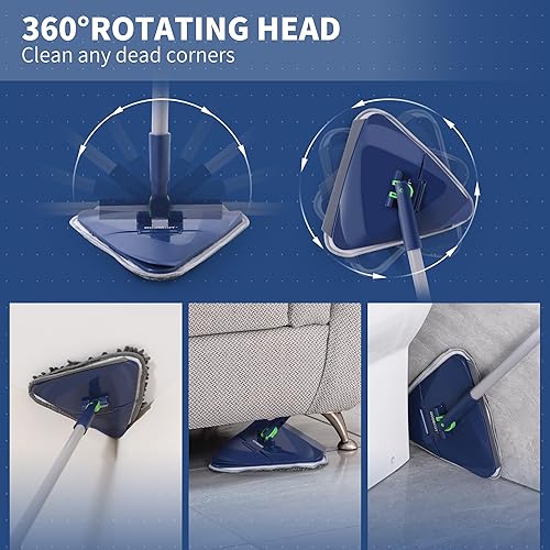 Miniatura 7 de BOOMJOY Trapeador limpiador de pared con mango largo de 82 pulgadas, limpiador de zócalo con escobilla de goma, herramienta de limpieza de techo con