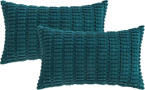 Vista 301 de MIULEE Pack of 2 Orange Corduroy Decorative Pillow Covers 20x20 Inch Soft Boho Striped Throw Pillow Covers Modern Farmhouse Home Decor for Halloween