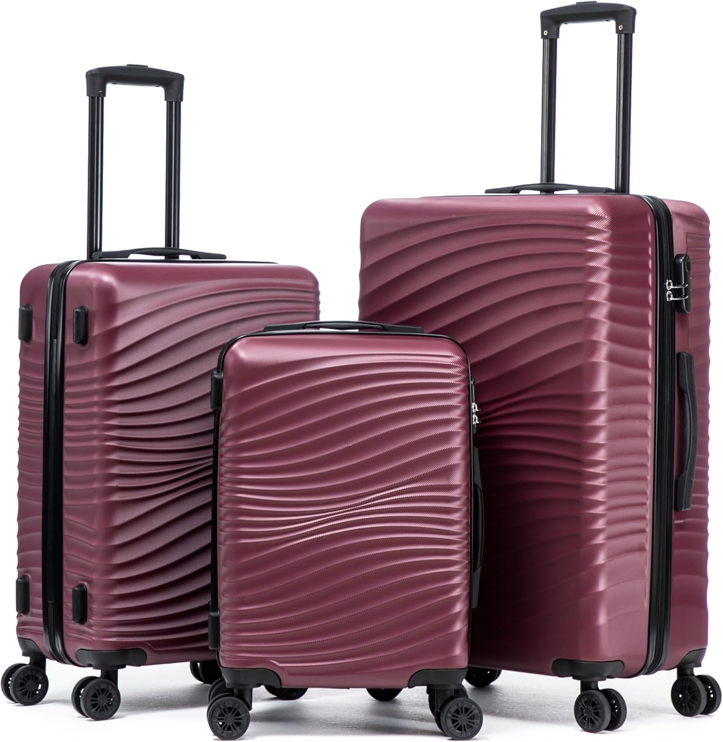 Rosamo Luggage Sets 3 Piece, ABS Suitcase Set (20/24/28), Hardside luggage with Spinner Wheels, Travel Luggage, 14x8x9 Airline Approved Carry on, Lightweight Luggage with High-Security Lock