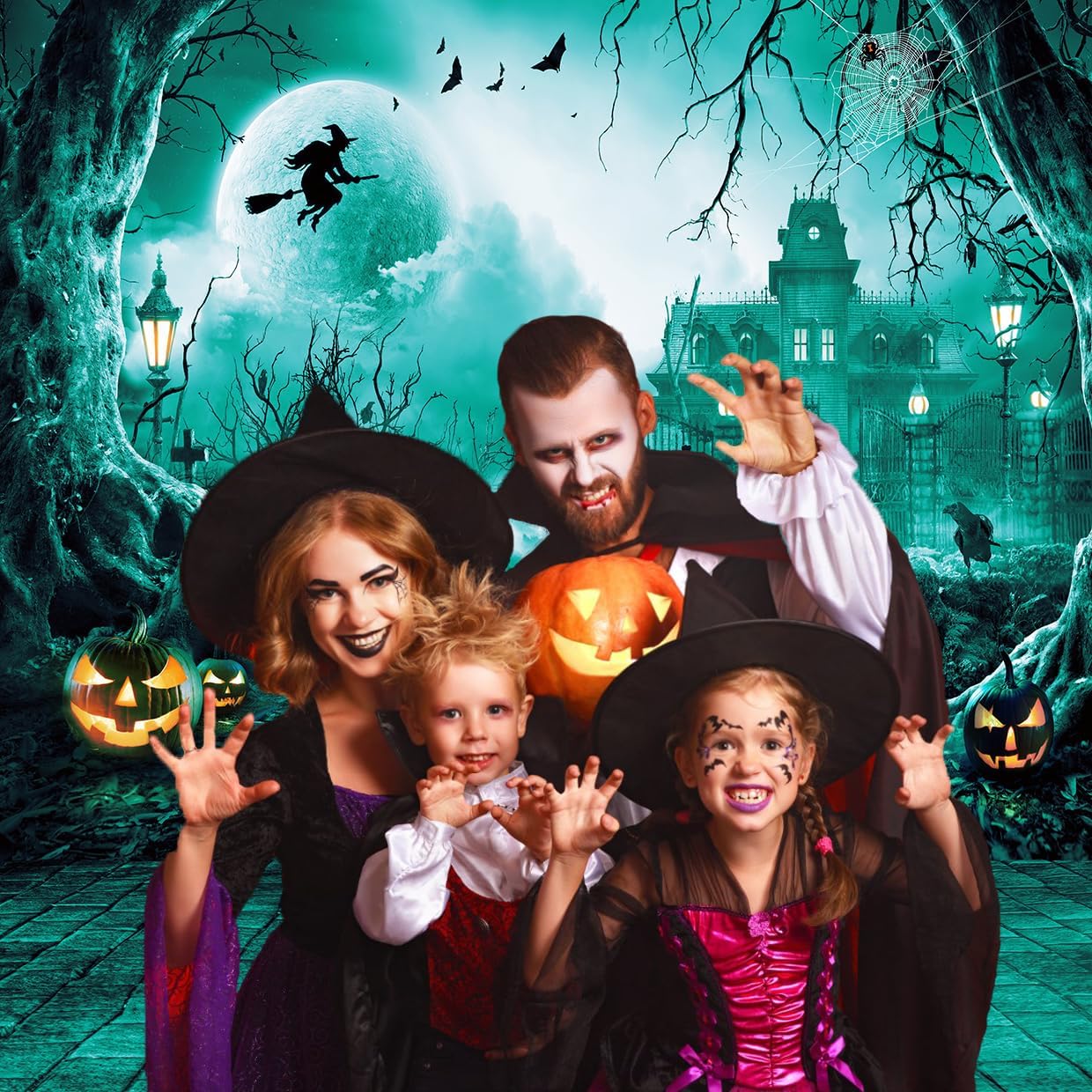 10x10FT Halloween Backdrops for Wall Graveyard Backdrop Halloween Scene Setter Banner Cemetery Background F207