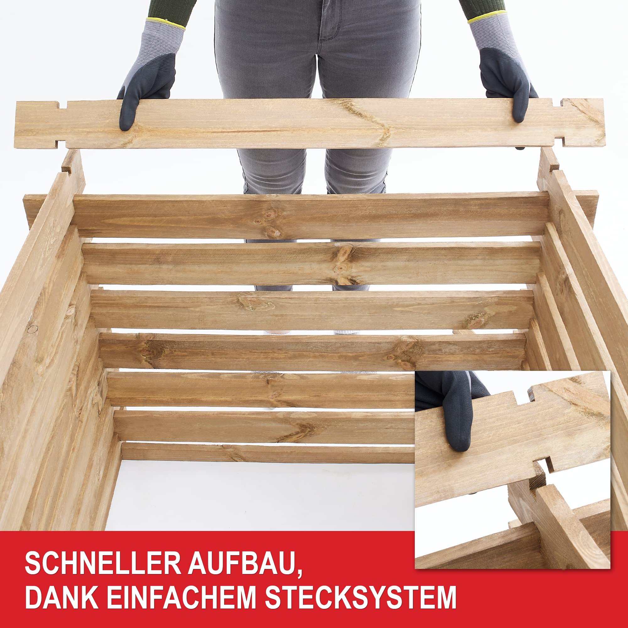 Onbest Wetterfester Komposter aus lasiertem Holz – Holzkomposter mit Stecksystem – Langlebiger & hochwertiger Kompostierer – Großer Schnellkomposter für Gartenabfälle & Biomüll – 520 Liter