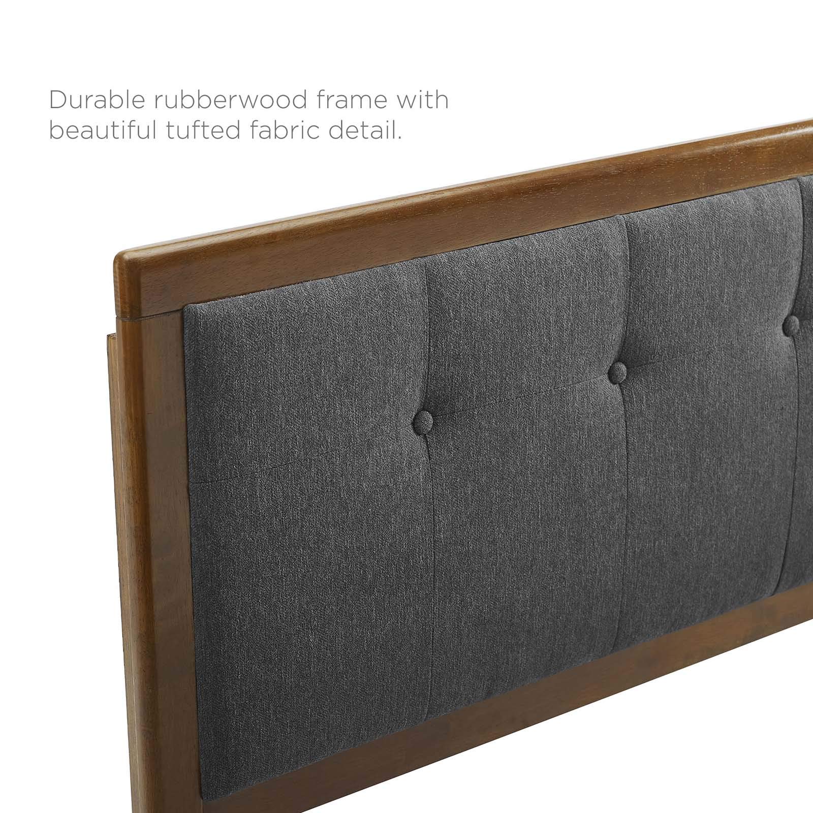 MOD-6637-WAL-CHA - Cama de plataforma de madera de sauce con patas abiertas, color carbón de nogal 8