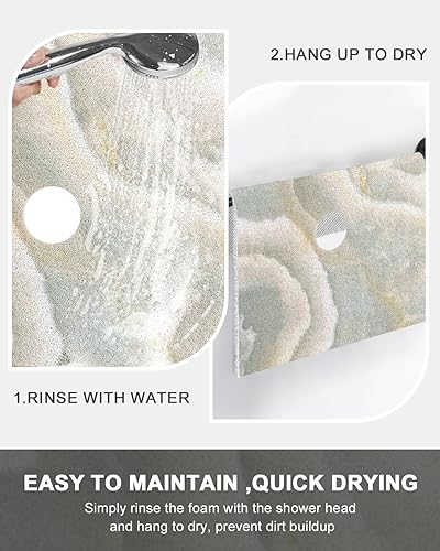 Miniatura 6 de Alfombrillas de ducha cuadradas antideslizantes 32 x 32 pulgadas, tapetes de ducha antideslizantes grandes para ducha interior con orificio de