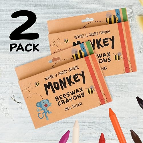 Miniatura 4 de IMPRESA Crayones de cera de abeja natural, 12 unidades (paquete de 2), sacapuntas incluidos, juego de crayones triangulares gruesos jumbo para niños