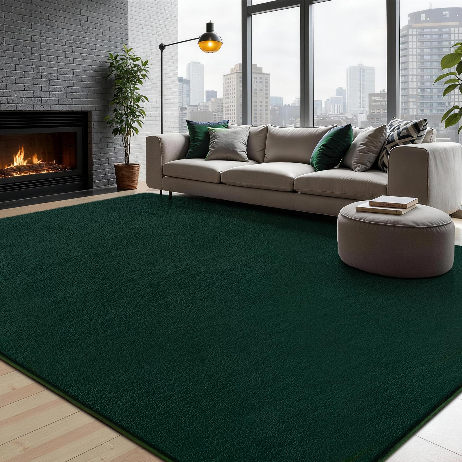 Soft Area Rugs for Living Room, Fluffy Large Carpet Rugs for Bedroom, Washable Non-slip Shaggy Rugs for Dorm Teens Room Decor, Modern Indoor Carpets for Playroom Study Office, 200x300 cm, Dark Green