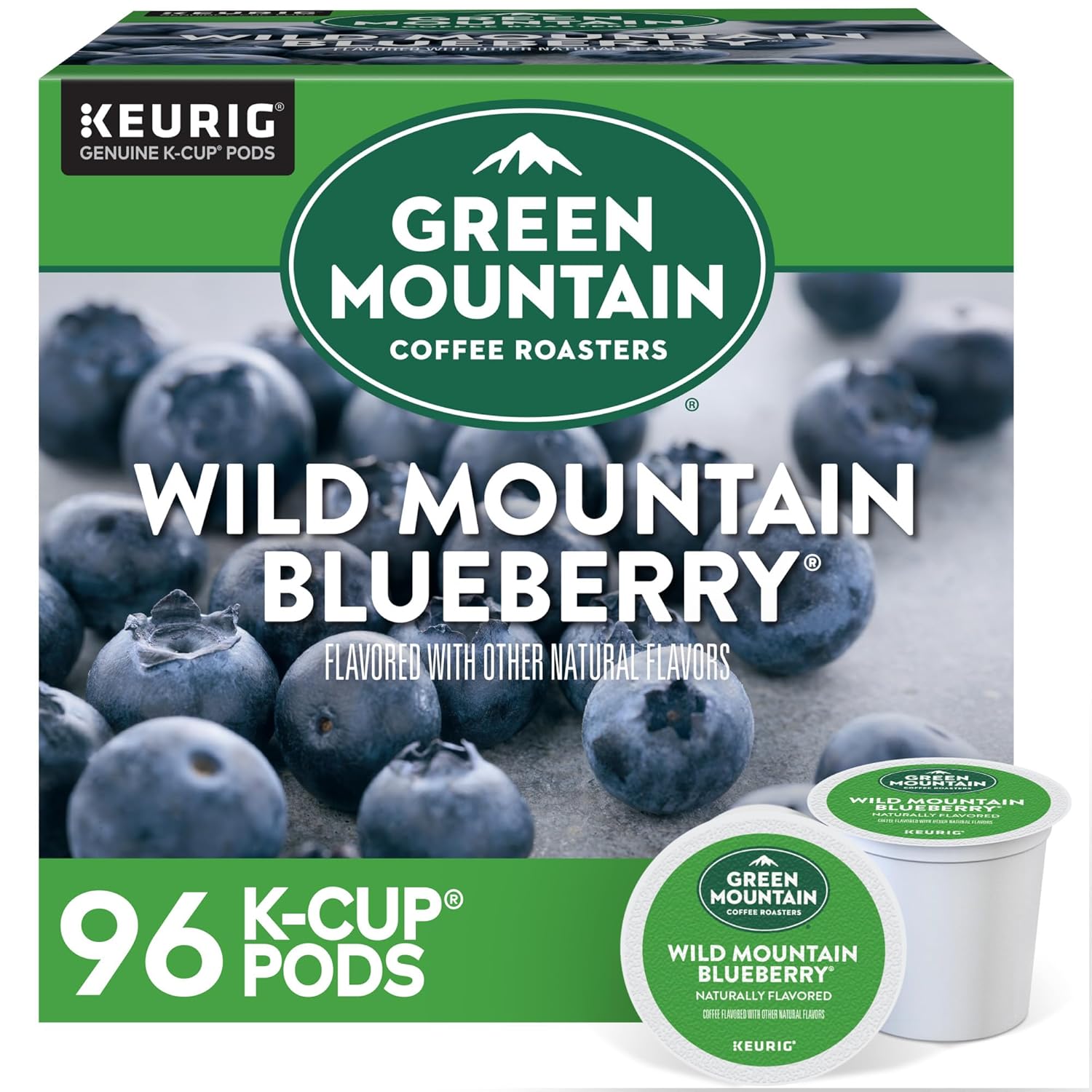 Green Mountain Coffee Roasters Wild Mountain Blueberry Keurig Single-Serve K-Cup pods, Light Roast Coffee, 96 Count (4 Packs of 24) Wild Mountain Blueberry 24 Count (Pack of 4)