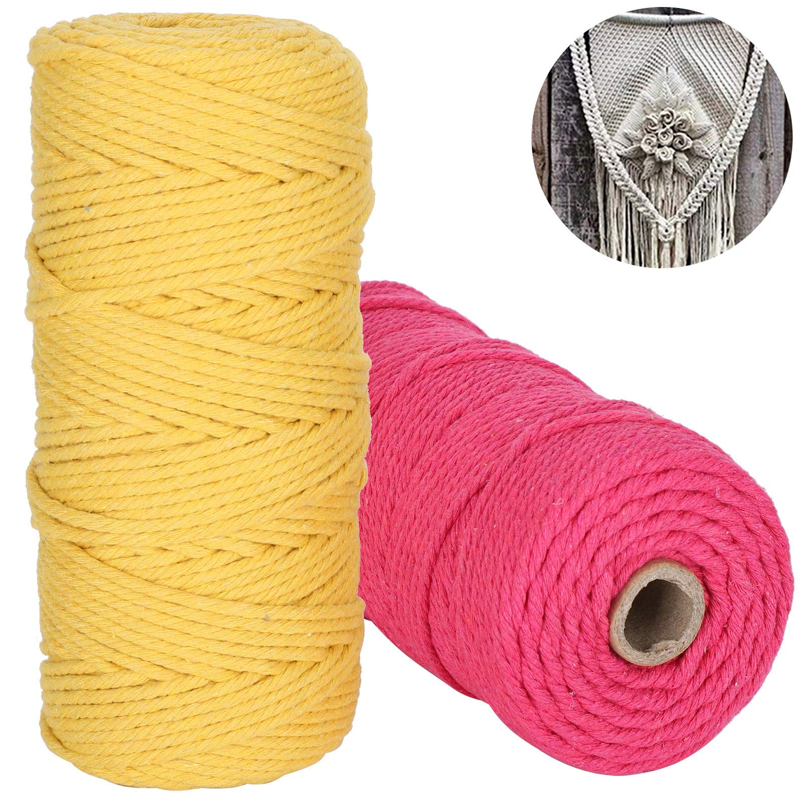 Corde en coton naturel pour macramé, fil à tricoter simple brin, artisanat, bricolage, 3mm, 100 mètres