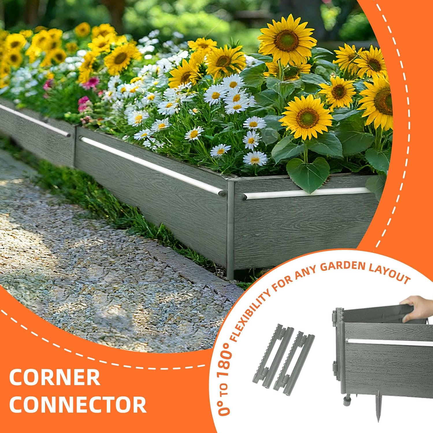 Solar Lights Outdoor for Yard, 20FT Connectable Landscape Lighting Edging with 10 Pcs No Dig Garden Border, Waterproof Solar Pathway Lights Outdoor for Patio Decor, Flowerbed Edging, Gray