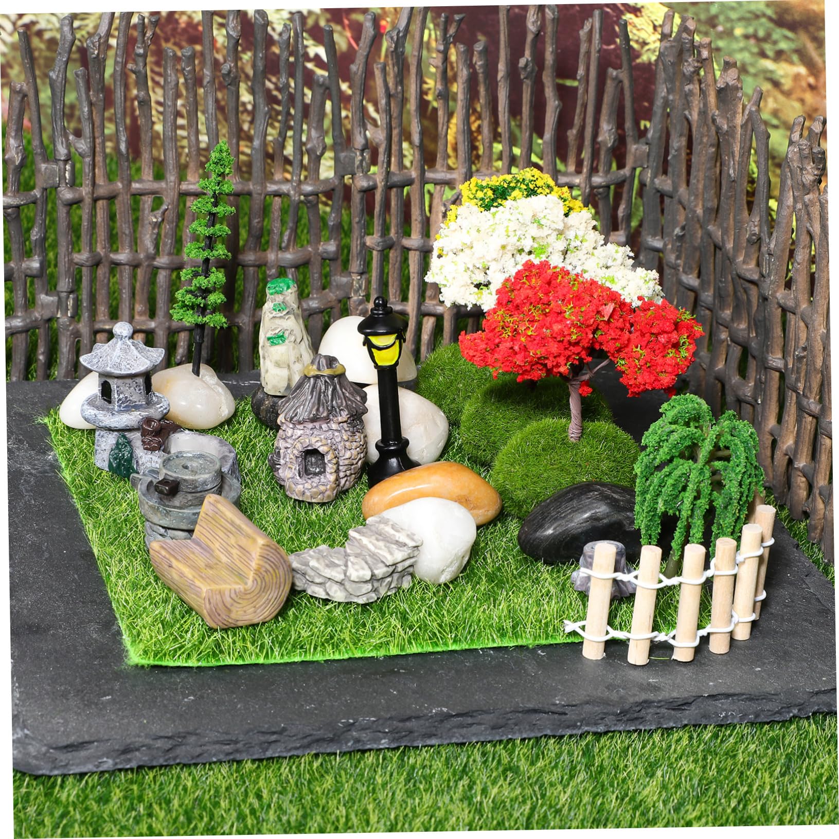 BESPORTBLE 4ensembles Décor De Jardin Ensemble De Miniatures pour Jardin Accessoires Plastique pour Décoration De Terrarium Et Mini