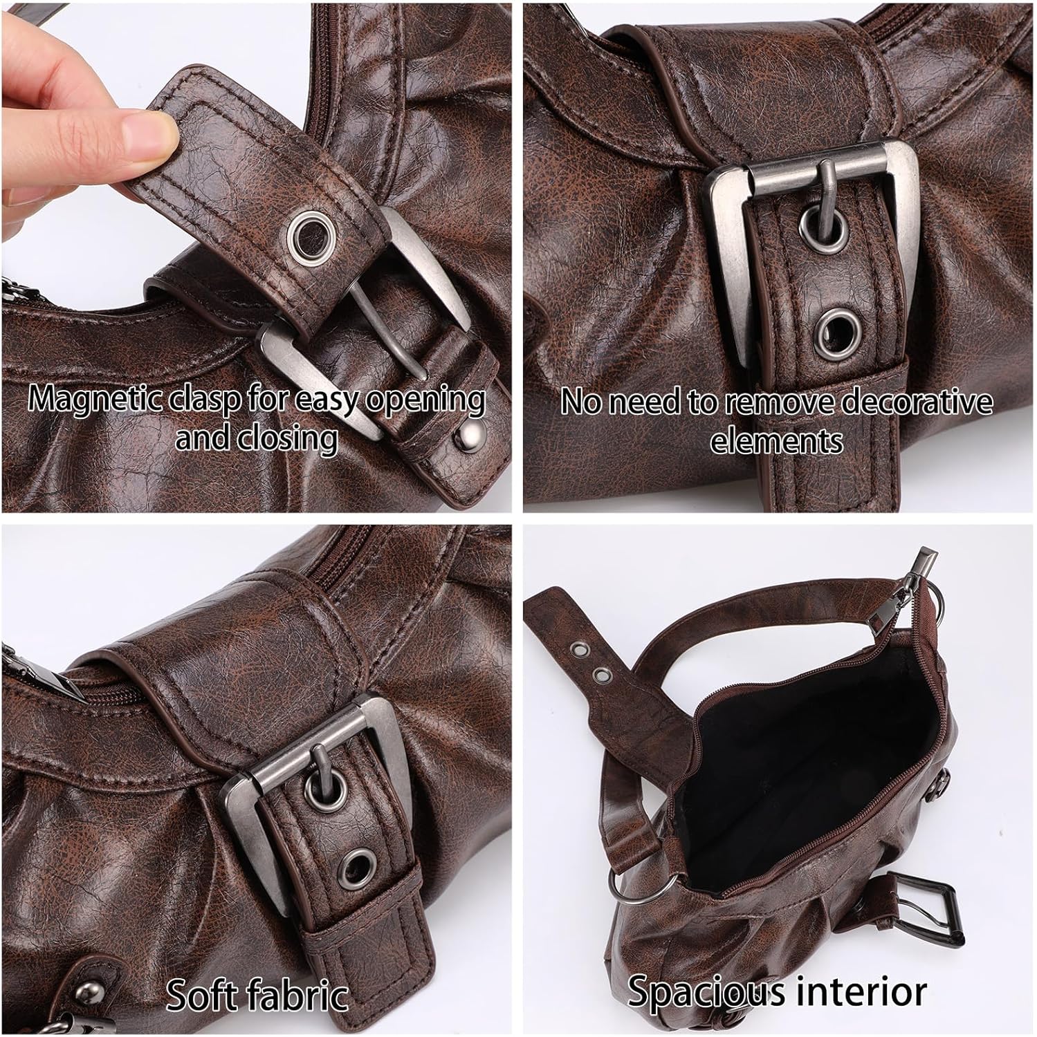 JATEBI Y2k Purses for Women 2 Pack, Punk Top Handle Women's Hobo Shoulder Bag Clutch Purse Goth Handbag Trendy Underarm Bag for Women - Image 7