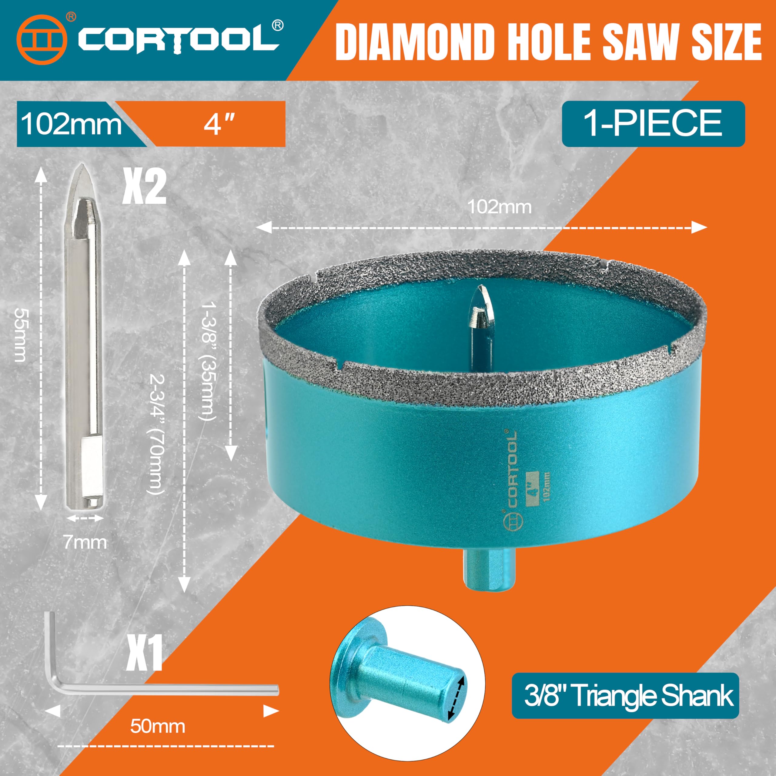 4" Diamond Hole Saw - Cuts Tile, Stone & More -5