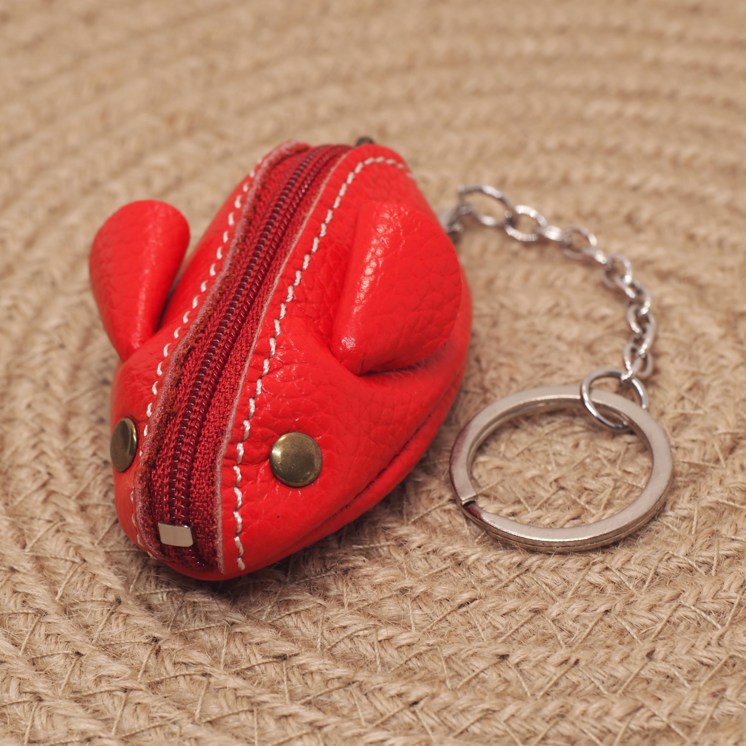 Mini Portamonete in Pelle, Mouse, Ciondolo, Attacco per Borsa a Tracolla, Bambini Adulti, Rosso
