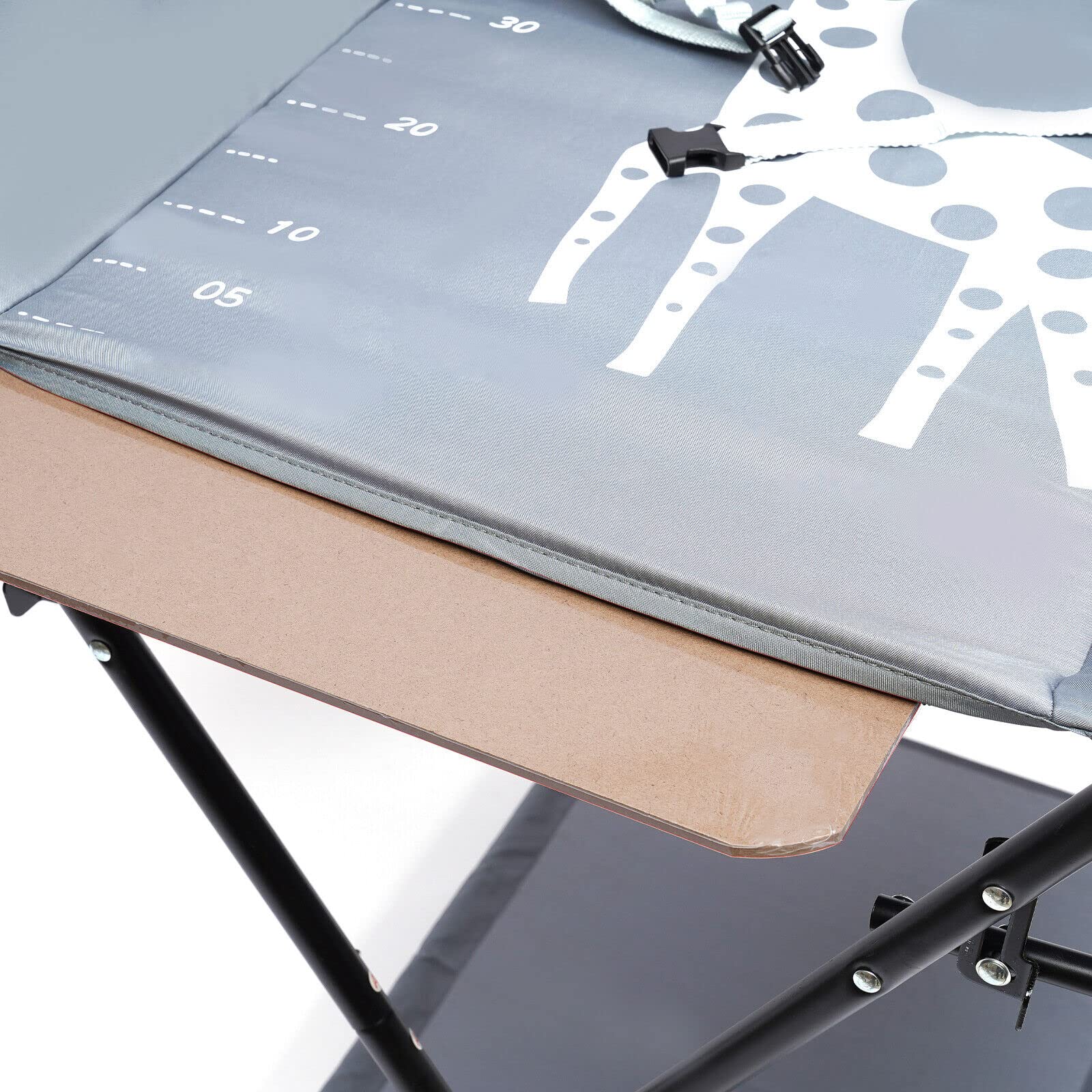 Fasciatoio pieghevole con divisorio rimovibile e cintura di sicurezza, grigio 80x63x96 cm