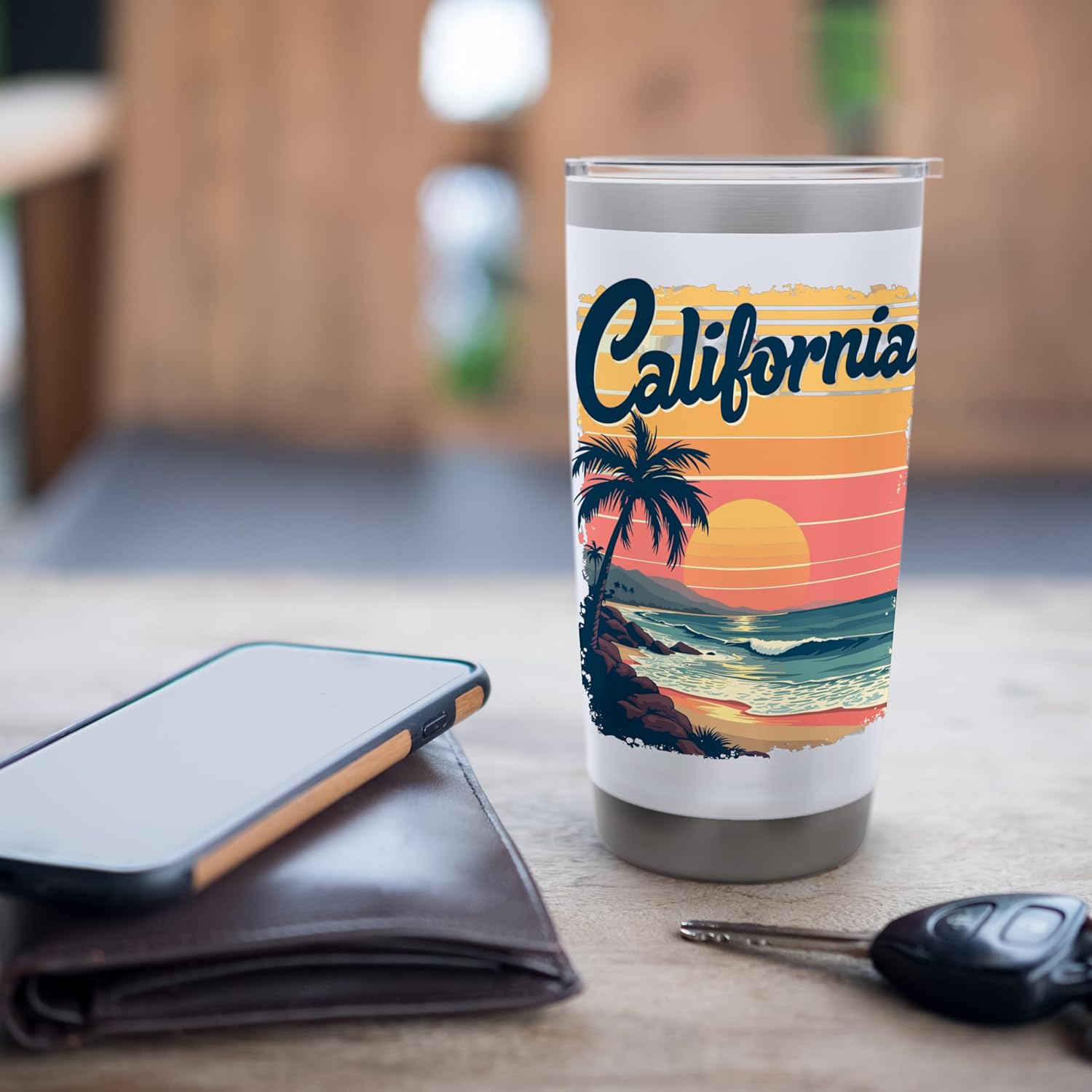 Vintage California Sunset Retro California Stainless Steel Insulated Tumbler - Image 7