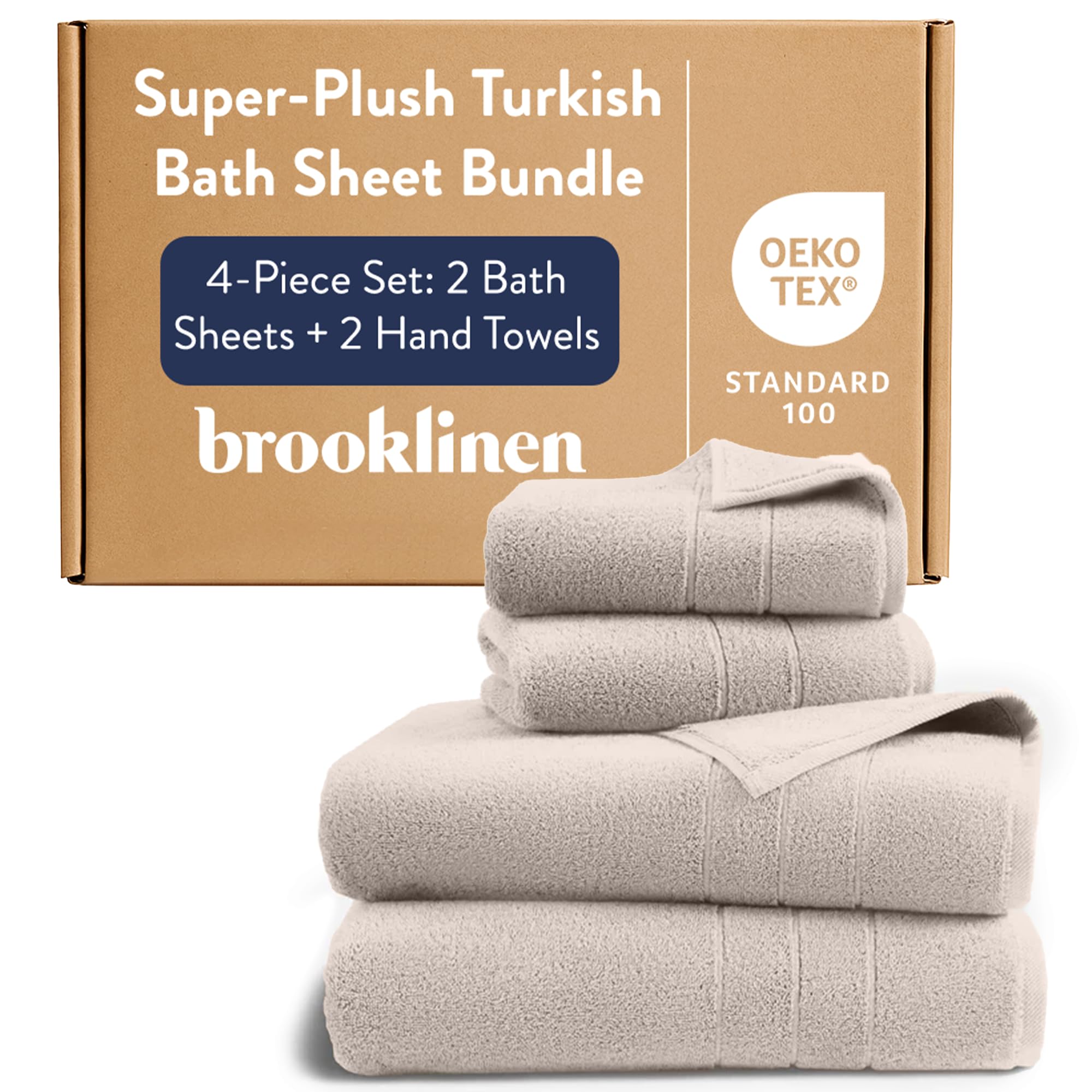 Brooklinen Super-Plush Bath Sheet and Hand Towel Set - 2 Bath Sheets 2 Hand Towels - Cotton Highly