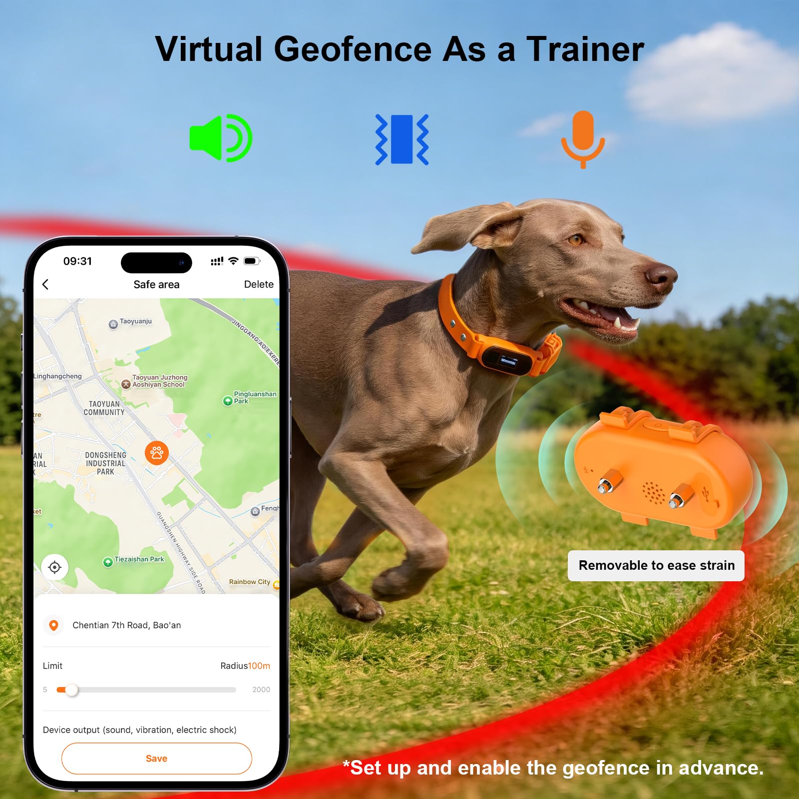 4G Echtzeit-Haustier-Tracker Dual-Band GPS Hundelokalisierer mit Anti-Verlust-Elektrozäunung, kostenlose App, Keine monatlichen Gebühren, verstellbarem Tracking-Halsband, Typ-C-Ladung, IP66