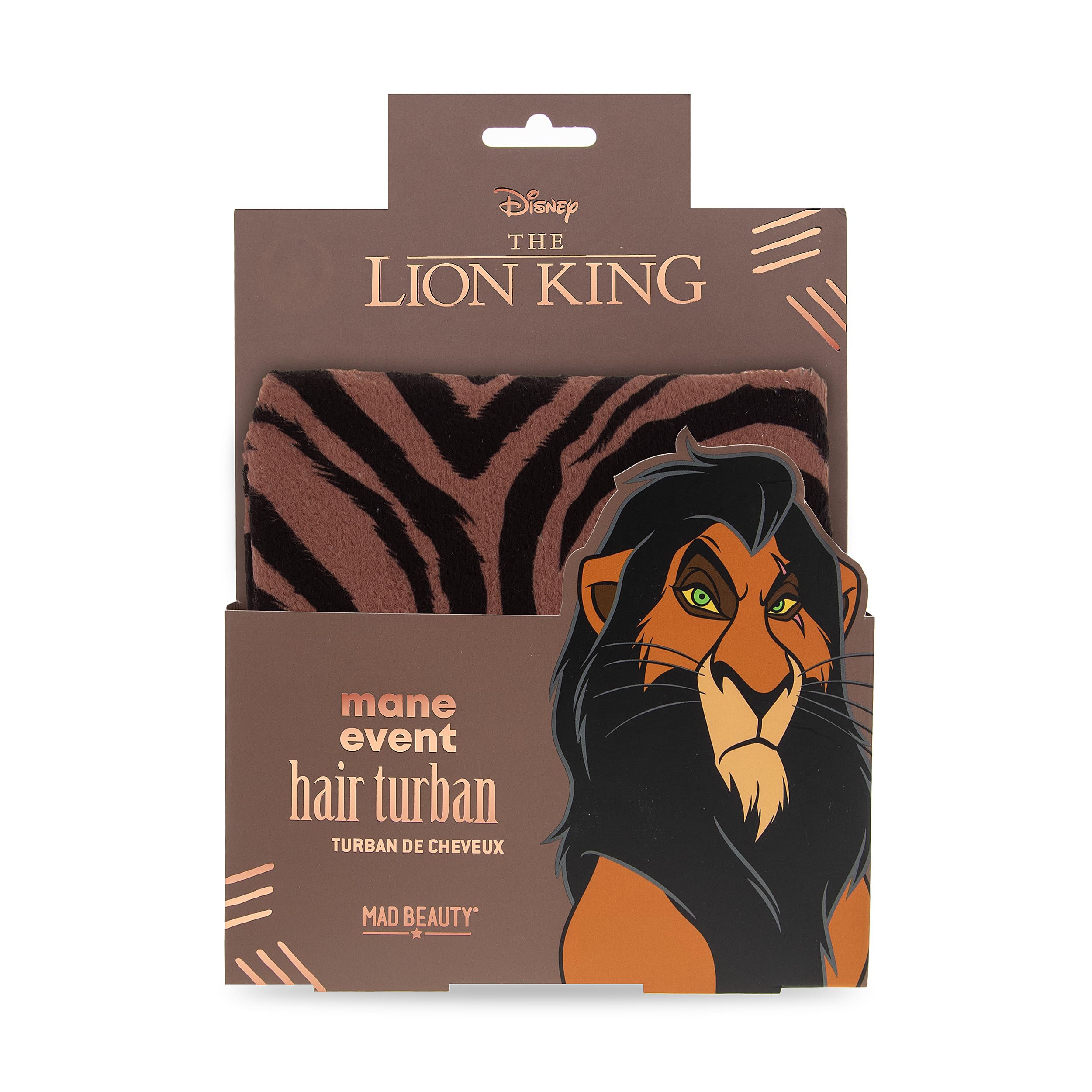 MAD Beauty Disney Lion King Reborn Hair Turban | Animal Print Design | Quick Drying | Gentle & Soft Towelling Fabric for Disney Fans