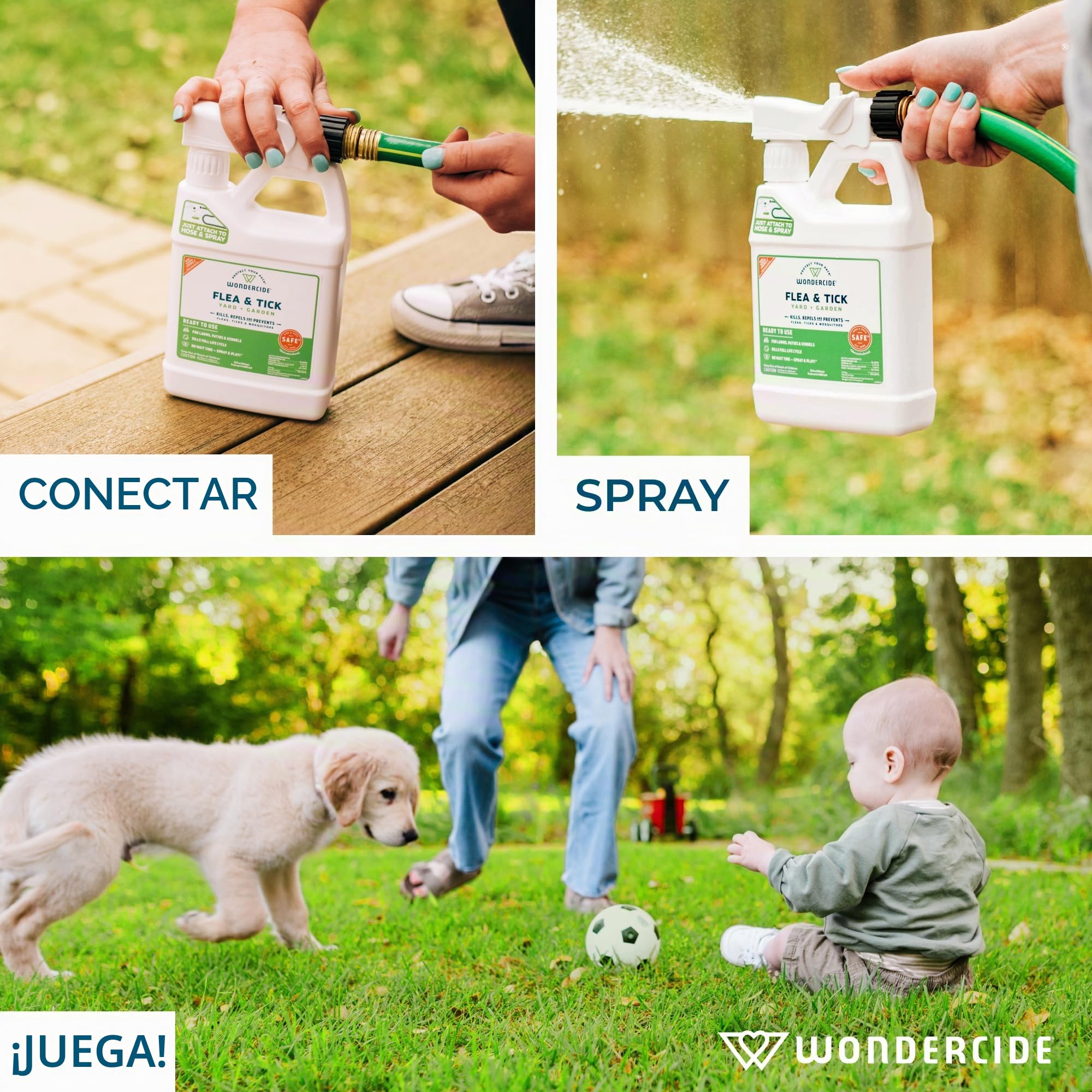 Wondercide - Spray para jardín listo para usar contra pulgas, garrapatas y mosquitos con aceites esenciales naturales – Mata mosquitos e insectos, tratamiento y repelente - A base de plantas - Seguro