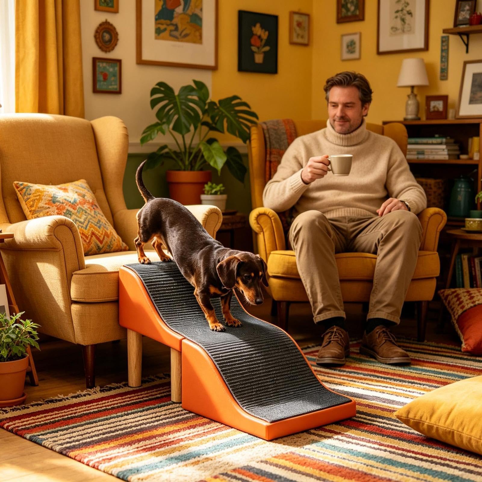 Hundetreppe für Couch Faltbare verwandelbare Treppen-Ottomane aus Holz