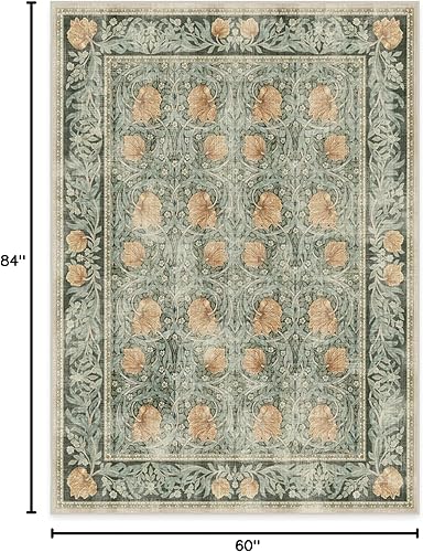 Vista 162 de RUGGABLE x Morris & Co Tapete prémium de pasillo lavable, para pasillo, cocina, entrada, sala de estar, dormitorio u oficina, con base Madreselva