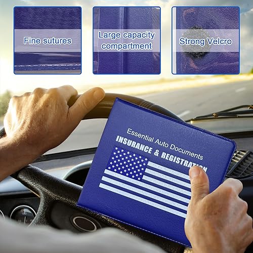 Vista 3 de Ziciner Soporte para Registro de Coche y Seguro, Organizador de Documentos de Guantera con Cierre de Velcro, 2 Pack, Tarjetas de PVC Esenciales