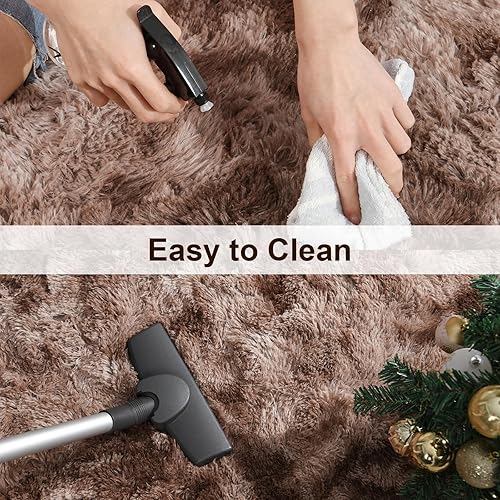 Miniatura 43 de TWINNIS Alfombras grandes de pelo largo de 4 x 6 pulgadas para sala de estar, dormitorio, teñido anudado gris oscuro, alfombras de felpa súper