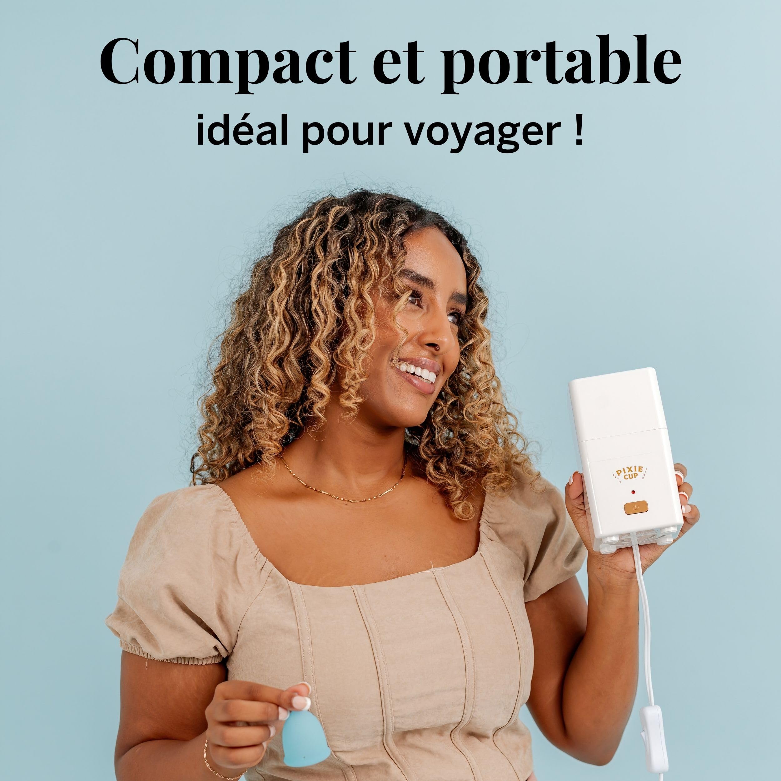 Pixie – Stérilisateur vapeur pour coupe menstruelle – Nettoyez votre cup et éliminez 99,9% des germes grâce à la vapeur – 3 minutes pour une cup stérile ! Minuteur avec arrêt automatique